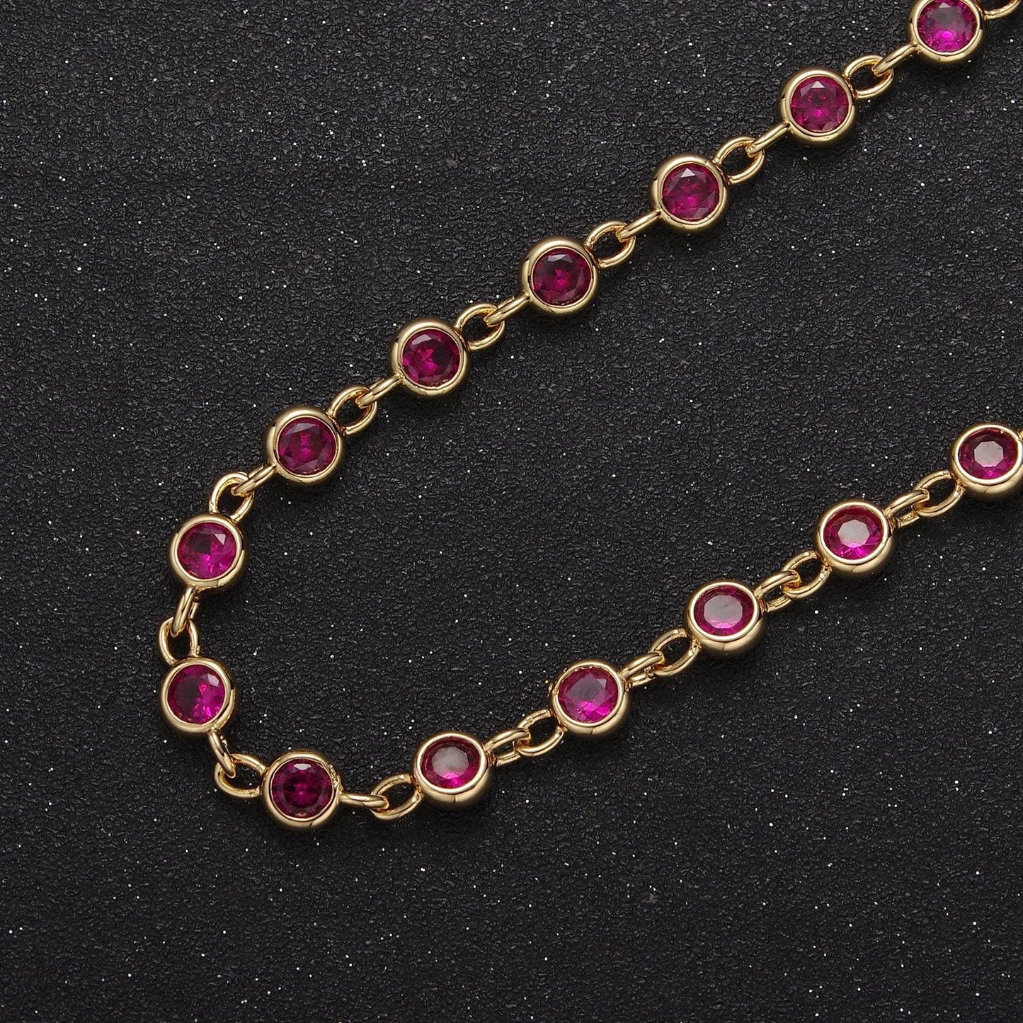 6mm round bezel unsoldered cut cubic zirconia cz beaded chain gold filled bezel connector beads | roll-739, -740, -741, -742, -771