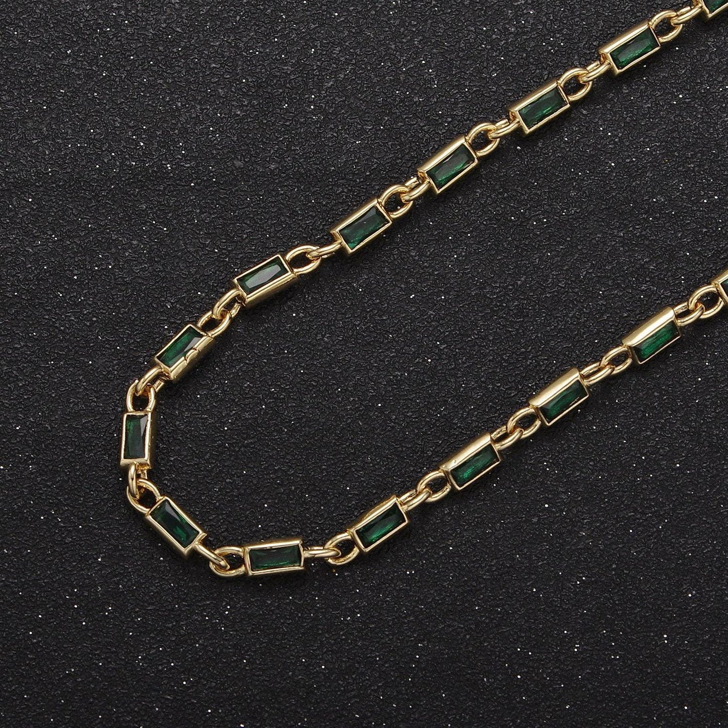24k gold filled 6.0x3.5mm rectangular bezel link unsoldered cut cz chain by yard bulk wholesale | roll-757, -778, -779, -860, -861