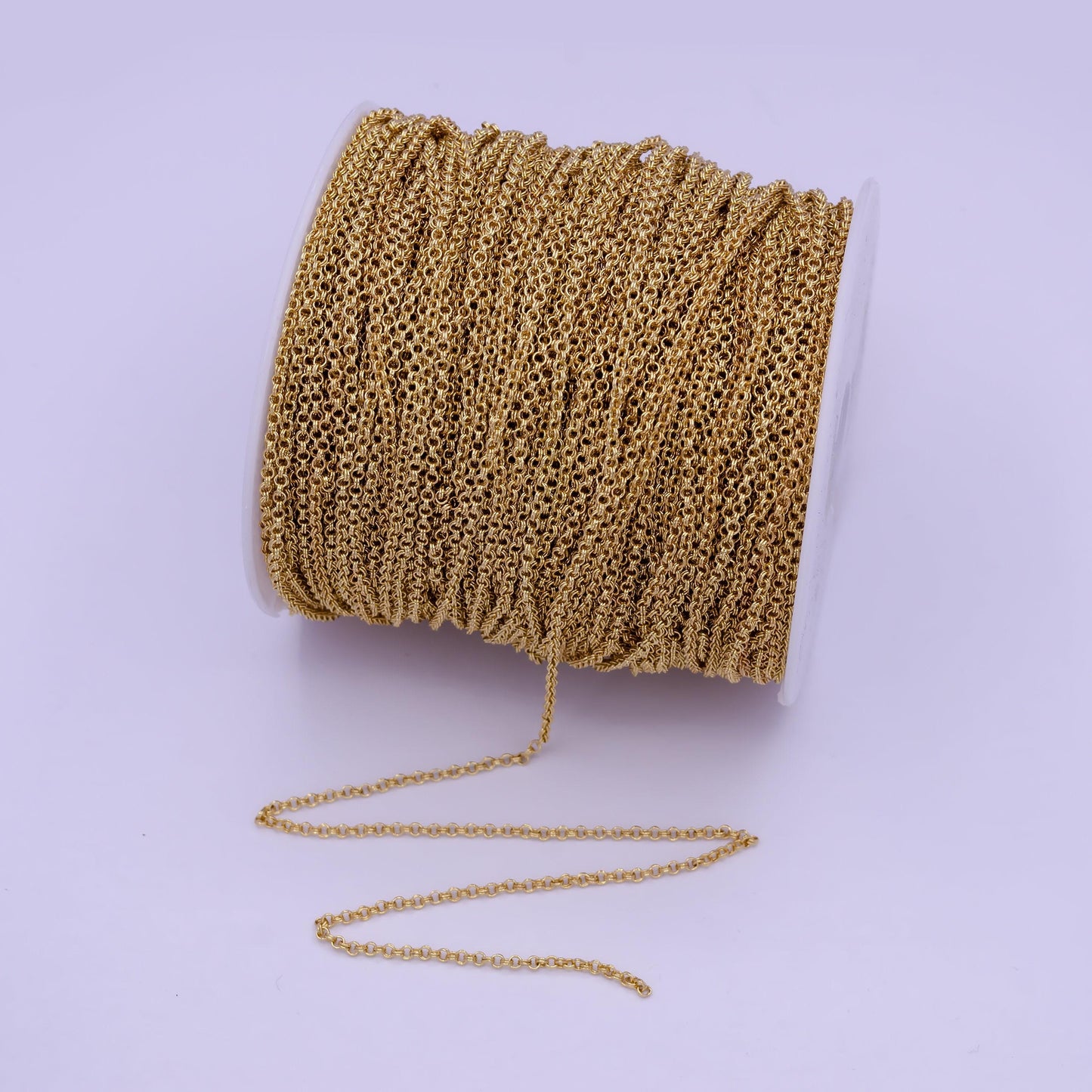 24k gold filled unfinished rolo chain by yard, double rolo bulk wholesale chain | roll-734
