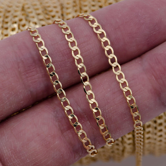 24k gold filled concave flat figaro chain by yard, wholesale bulk flat figaro chain roll |