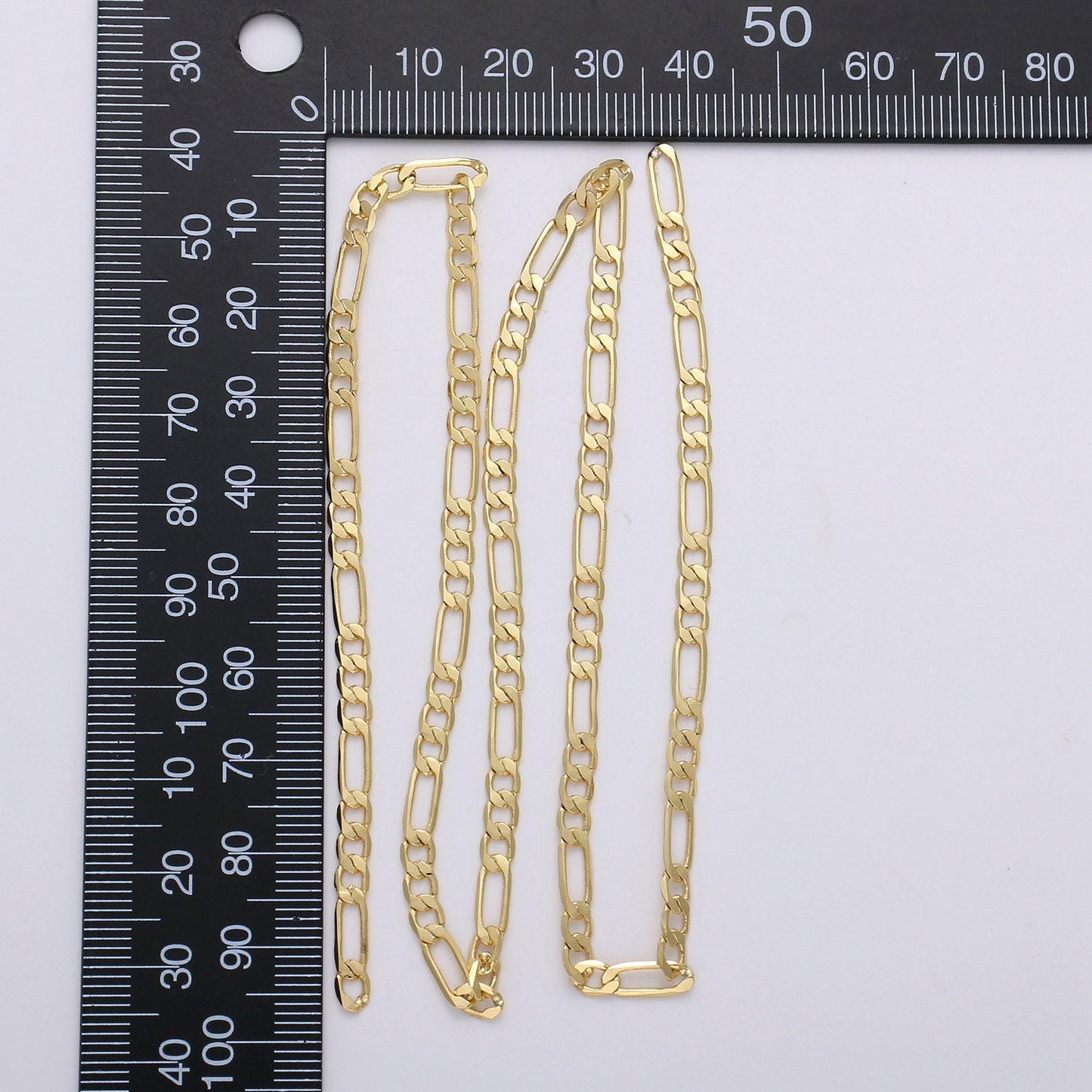 24k gold filled figaro unfinished chain, dainty 3mm flat figaro chain for men woman unisex layering necklace jewelry making | roll-703