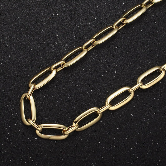 Bold 24k gold filled oval cable, 19mm x 9mm unfinished chain by yard wholesale chain for jewelry making supply roll-697