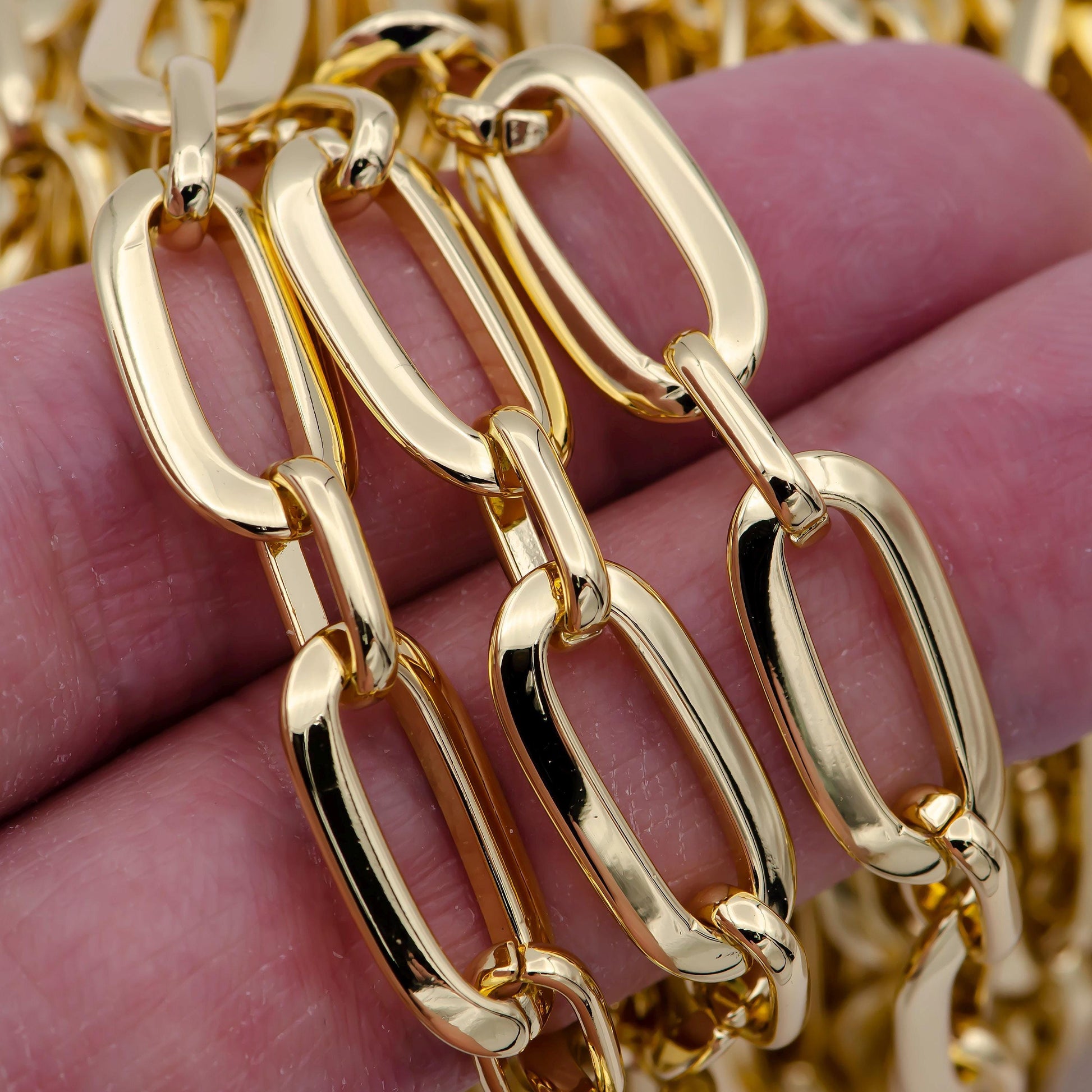 Bold 24k gold filled oval cable, 19mm x 9mm unfinished chain by yard wholesale chain for jewelry making supply roll-697