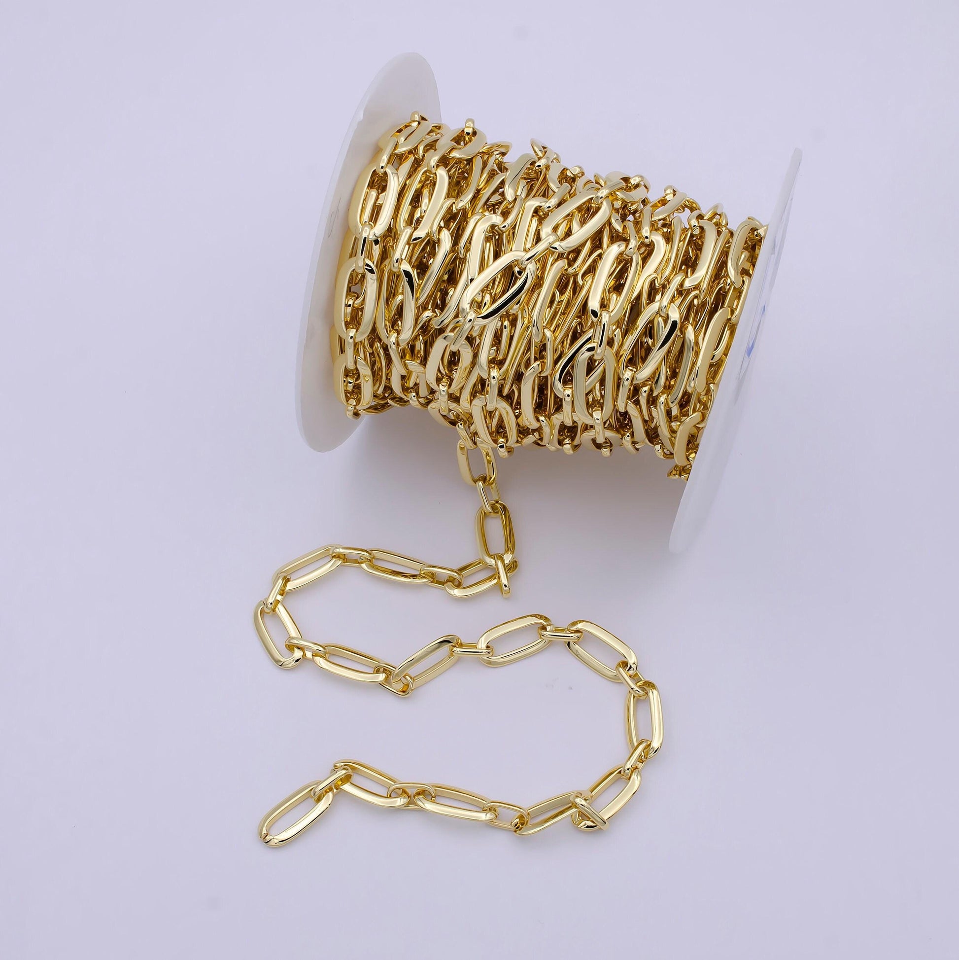 Bold 24k gold filled oval cable, 19mm x 9mm unfinished chain by yard wholesale chain for jewelry making supply roll-697