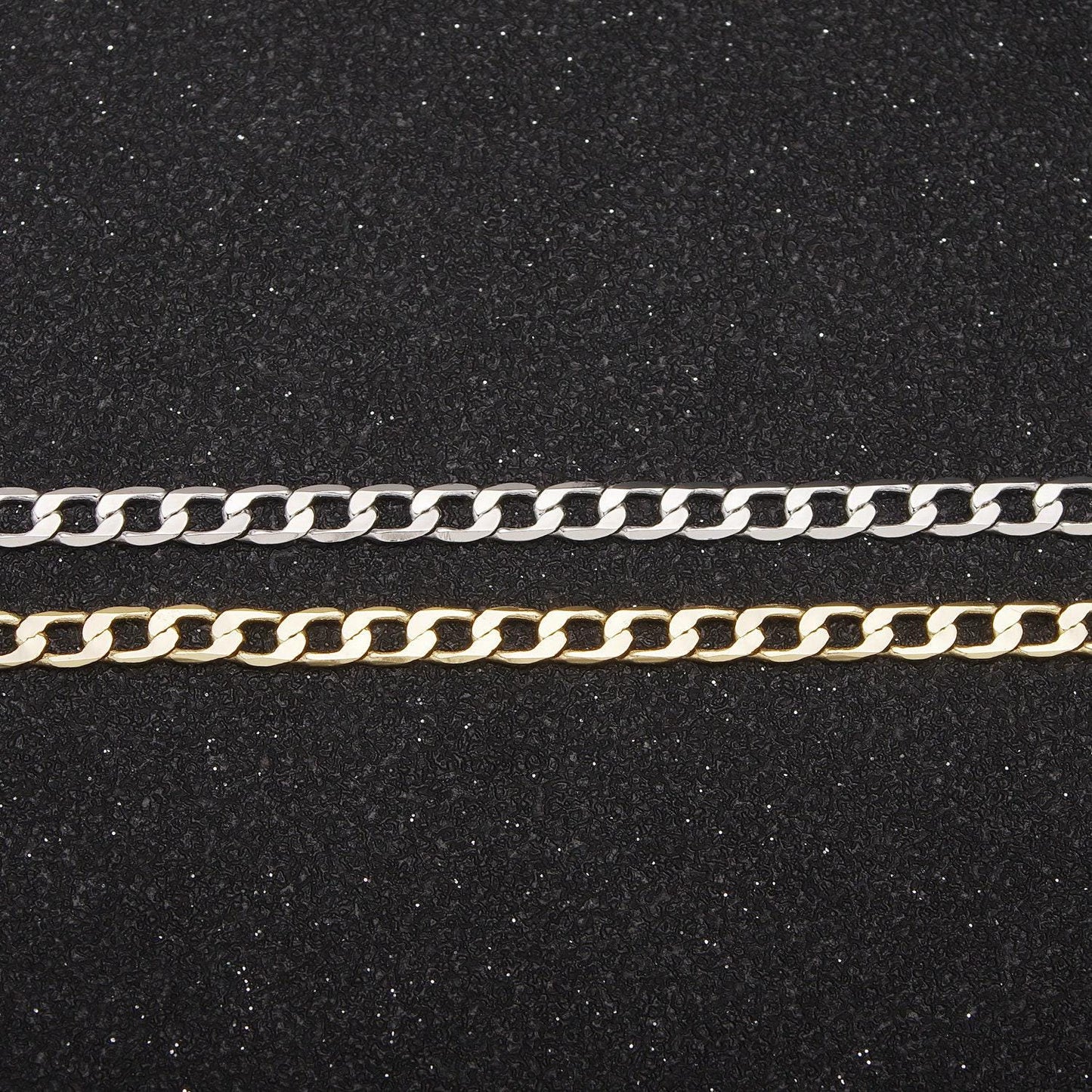 24k gold filled flat miami cuban curb chain, 3.5mm width concave silver & gold chain, wholesale bulk roll chain for jewelry making, 688