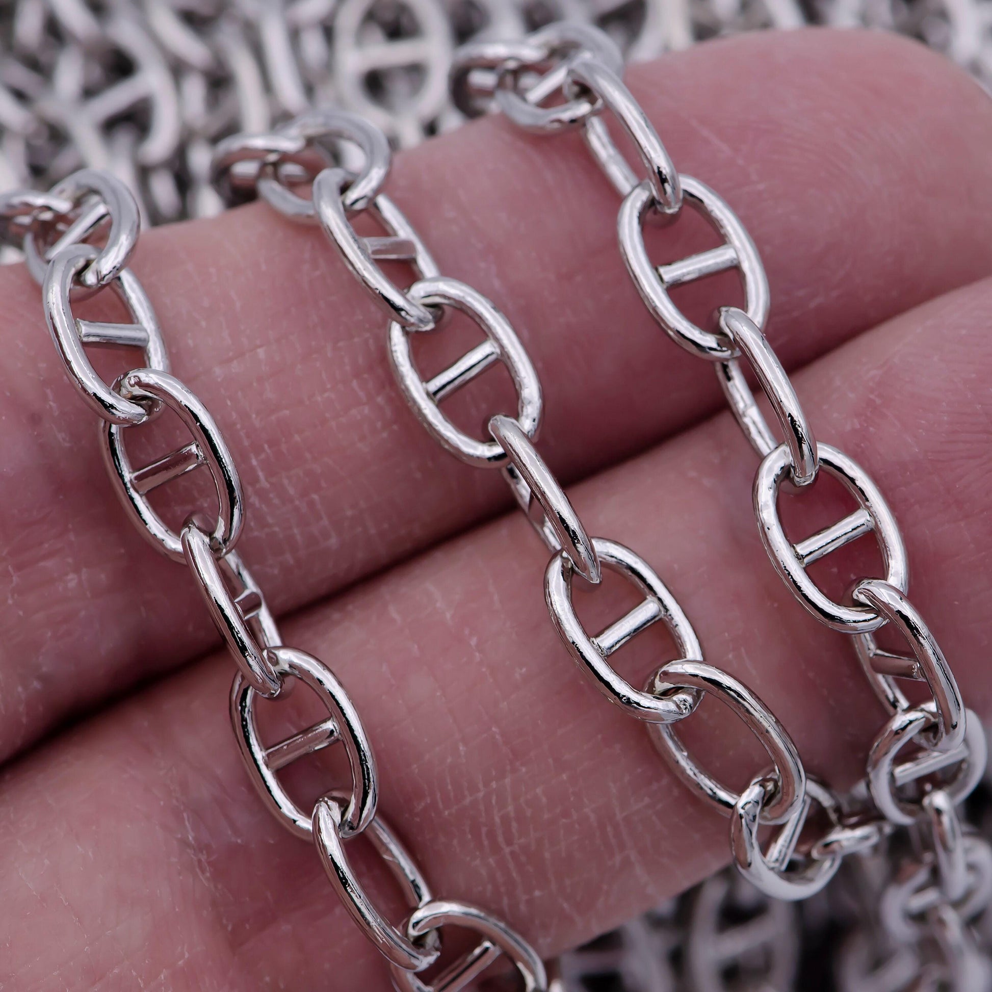 1 yard silver mariner chain wholesale unfinished chain, big anchor necklace bracelet chain statement oval link marina chain roll-691