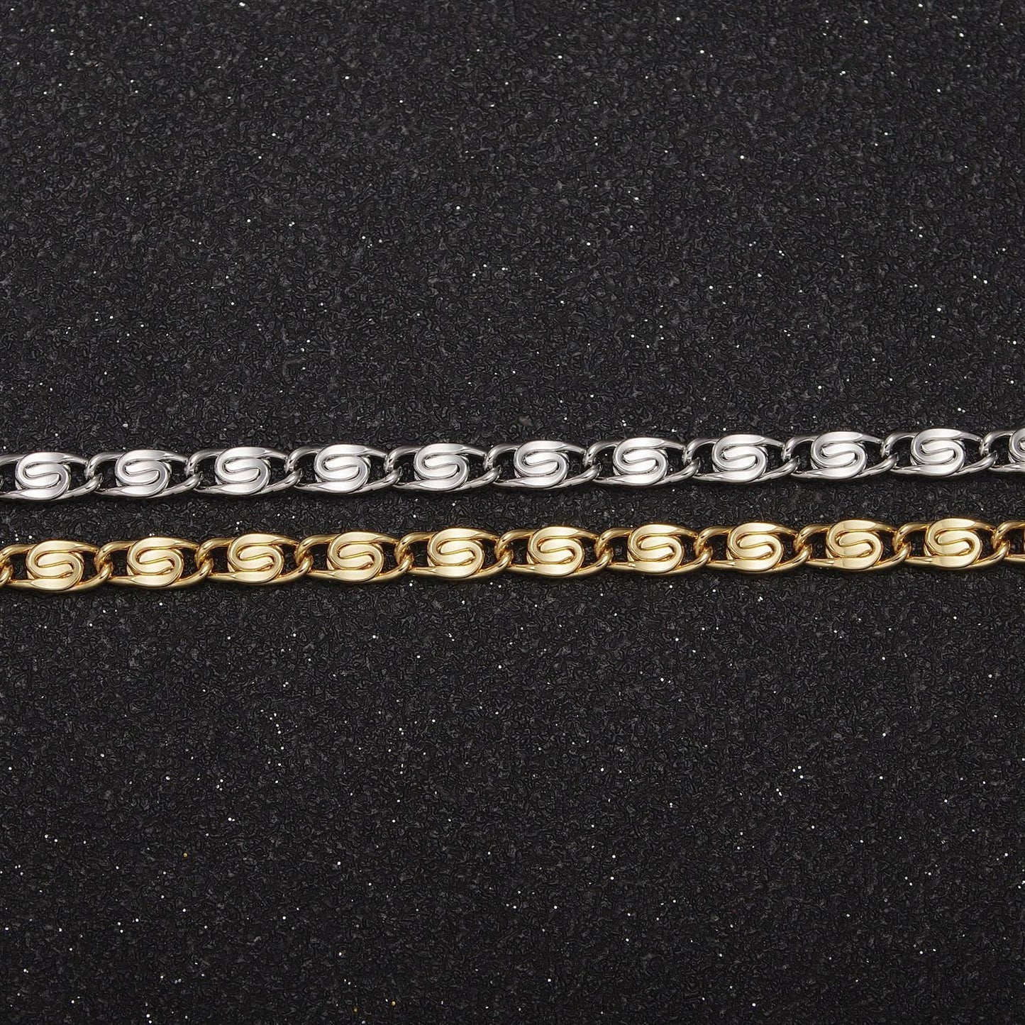 24k gold filled scroll chain by yard, 3.5mm width silver & gold color, wholesale bulk roll chain for jewelry making, 682