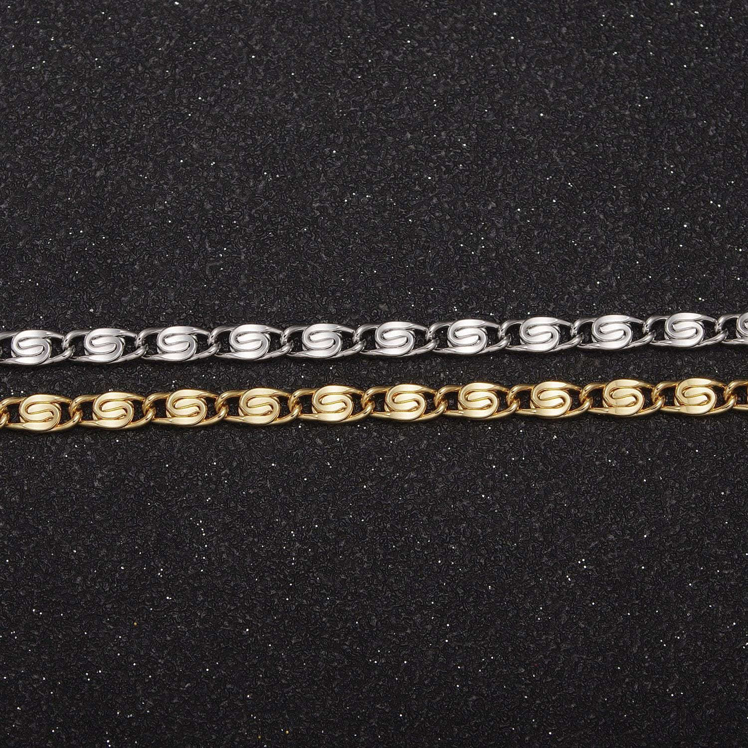 24k gold filled scroll chain by yard, 3.5mm width silver & gold color, wholesale bulk roll chain for jewelry making, 682