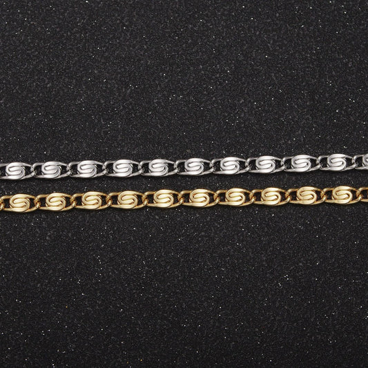 24k gold filled scroll chain by yard, 3.5mm width silver & gold color, wholesale bulk roll chain for jewelry making, 682