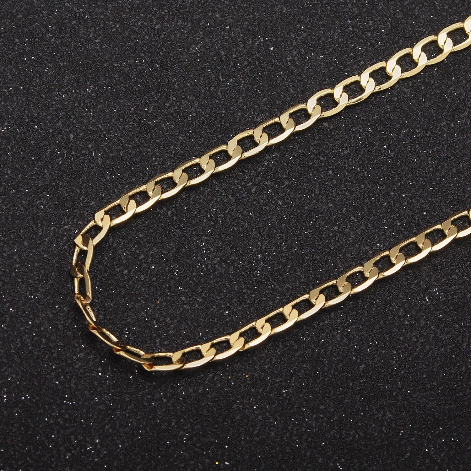 24k gold filled flat curb chain by yard, 4.5mm width chain in silver & gold color, wholesale bulk roll chain for jewelry making, 672