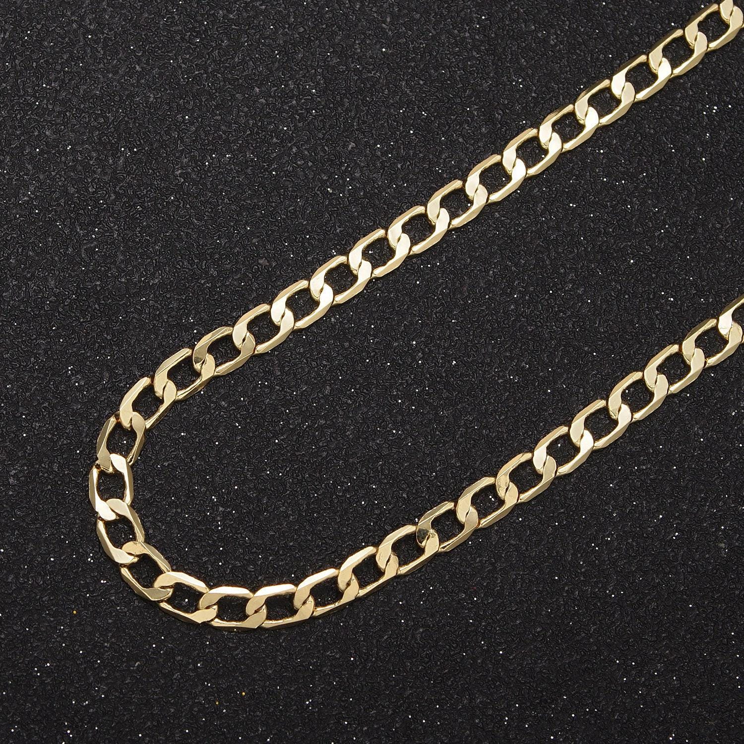 24k gold filled flat concave figaro curb chain, 4mm width chain in silver & gold, wholesale bulk roll chain for jewelry making, 666