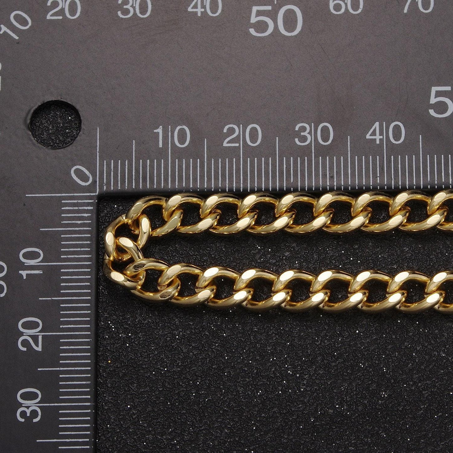 24k gold filled concave curb chain by yard, 6mm width wholesale bulk roll chain for necklace bracelet making, jewelry supply component, 651
