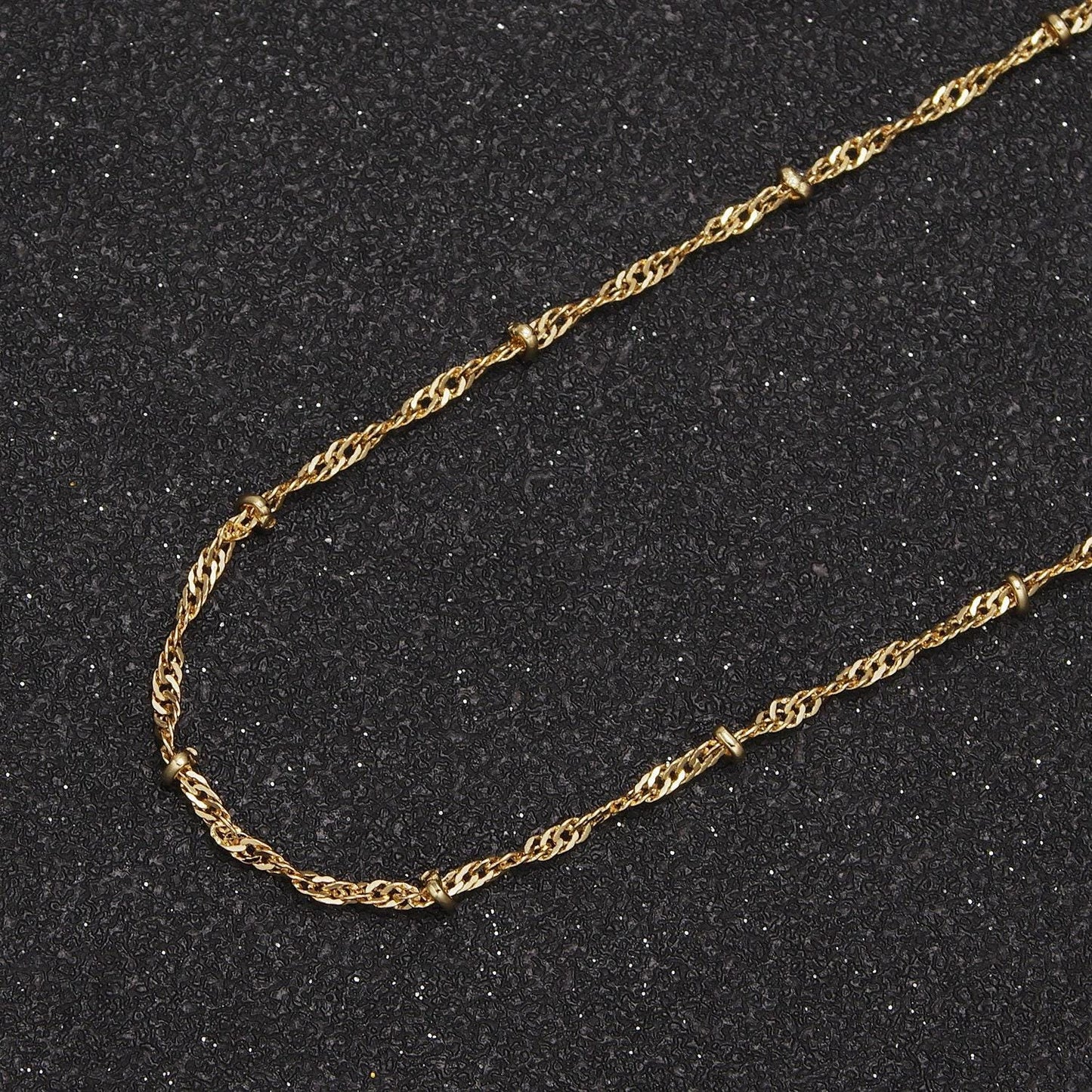24k gold filled singapore satellite/bead chain by yard, width 2.3mm in gold & silver color, wholesale bulk roll chain for jewelry making,639