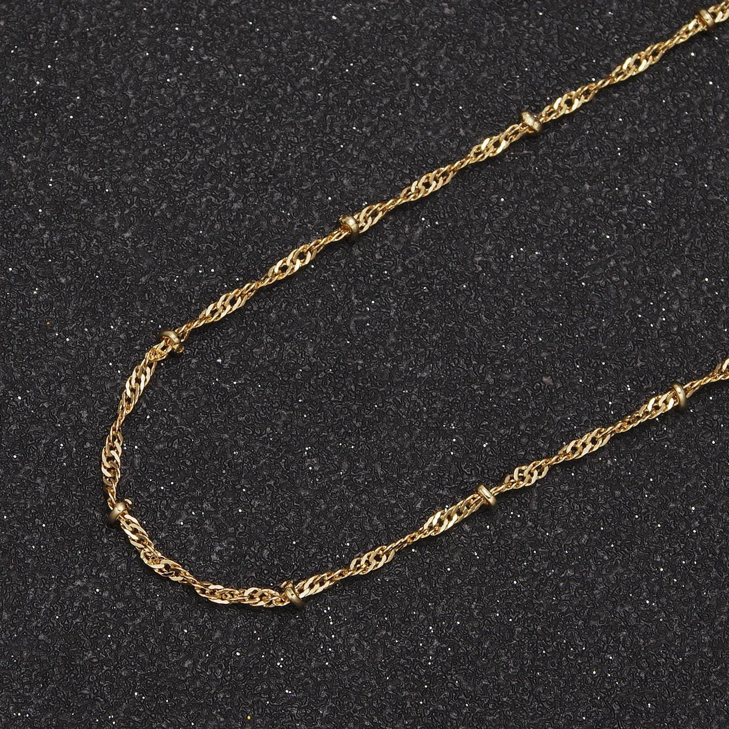24k gold filled singapore satellite/bead chain by yard, width 2.3mm in gold & silver color, wholesale bulk roll chain for jewelry making,639