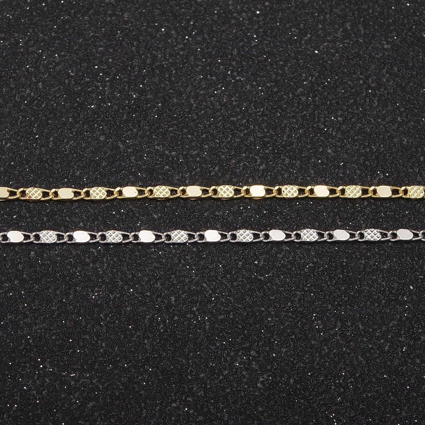 24k gold filled unique sunburst anchor link chain for jewelry making, dainty 1.7mm width gold & silver color wholesale chain by yard, 637