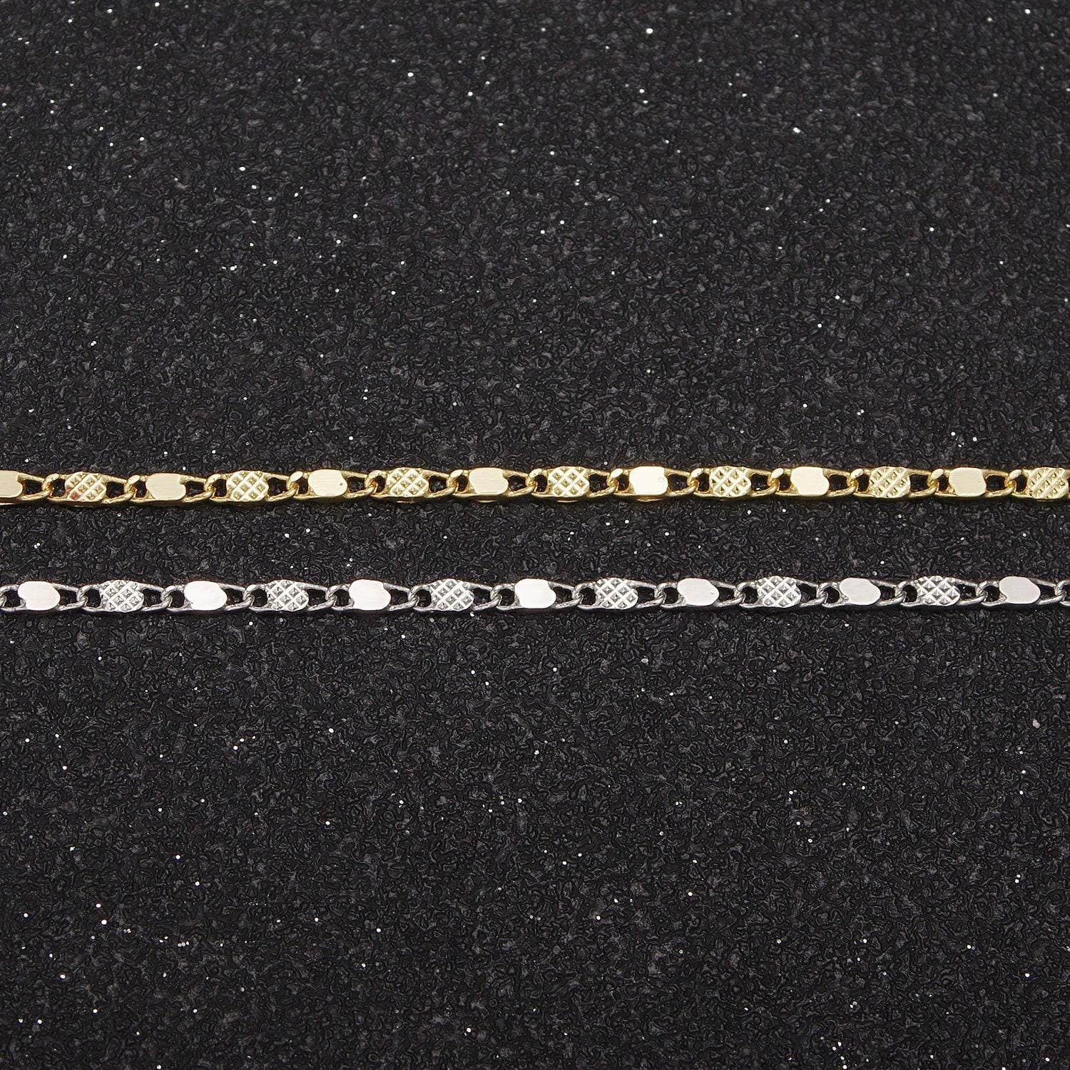 24k gold filled unique sunburst anchor link chain for jewelry making, dainty 1.7mm width gold & silver color wholesale chain by yard, 637