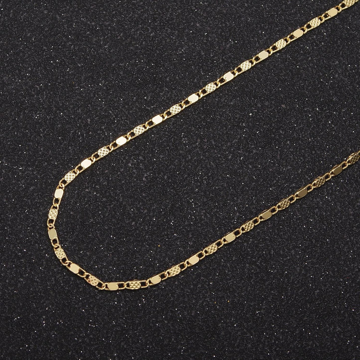 24k gold filled unique sunburst anchor link chain for jewelry making, dainty 1.7mm width gold & silver color wholesale chain by yard, 637