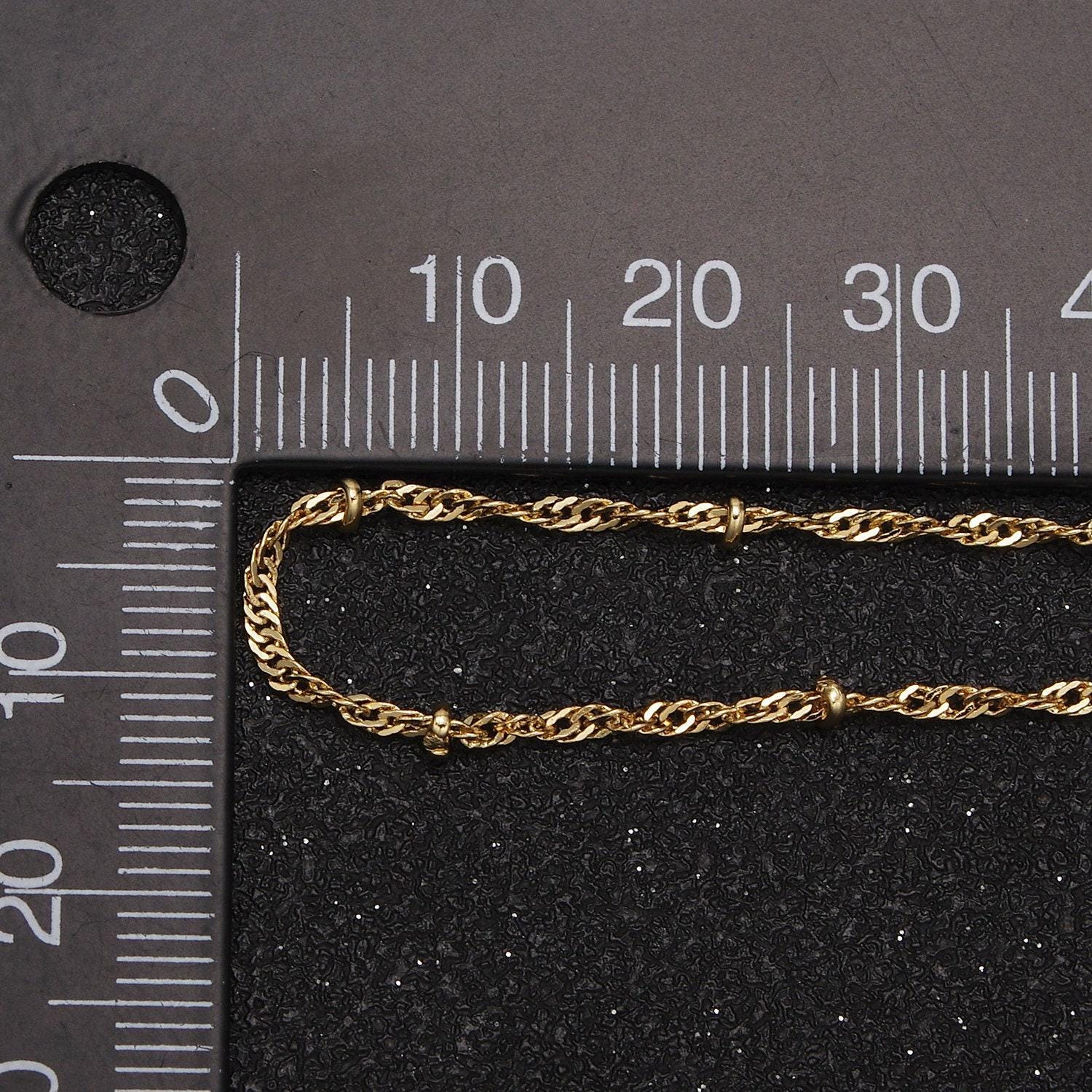 24k gold filled singapore satellite/bead chain by yard, width 2.3mm in gold & silver color, wholesale bulk roll chain for jewelry making,639