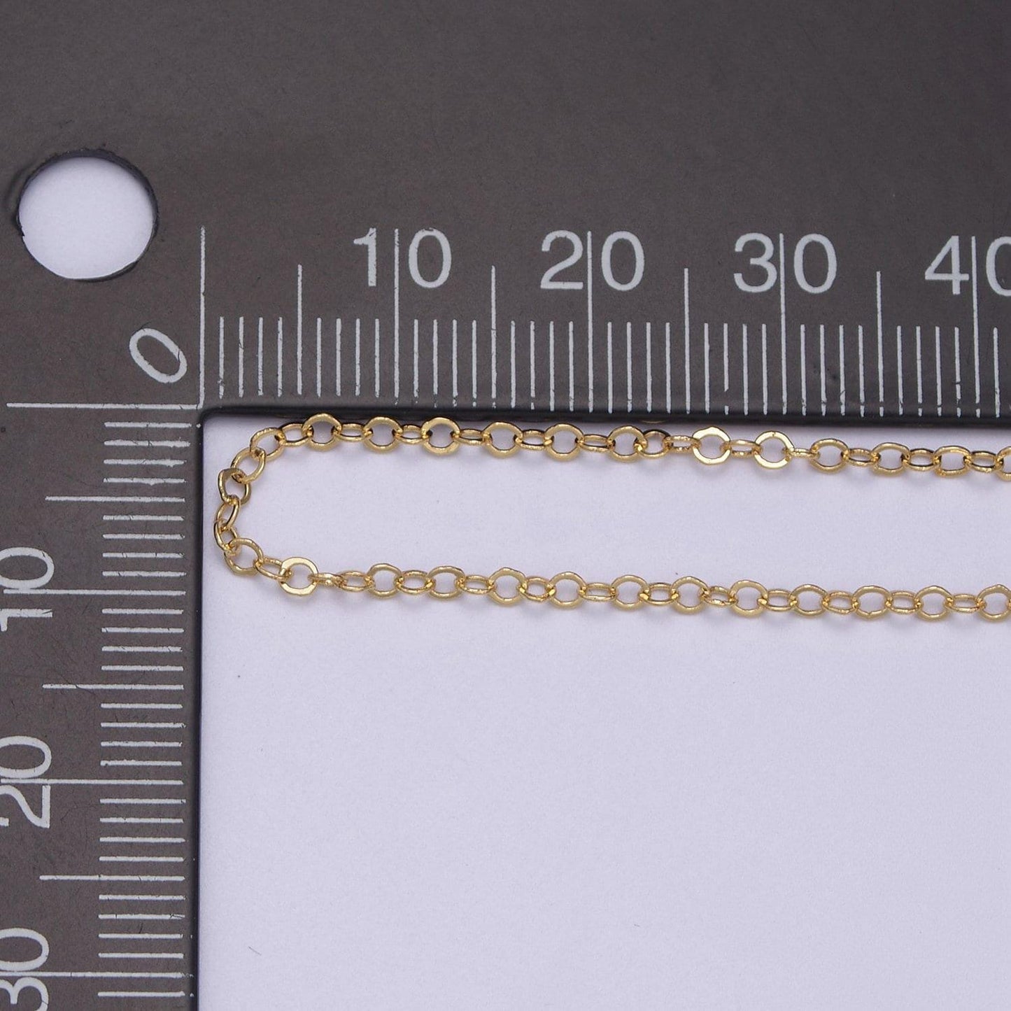 Gold rolo cable chain by yard, oval link chain,wholesale bulk roll chainfor jewelry making, thickness 0.1mm- 619-620