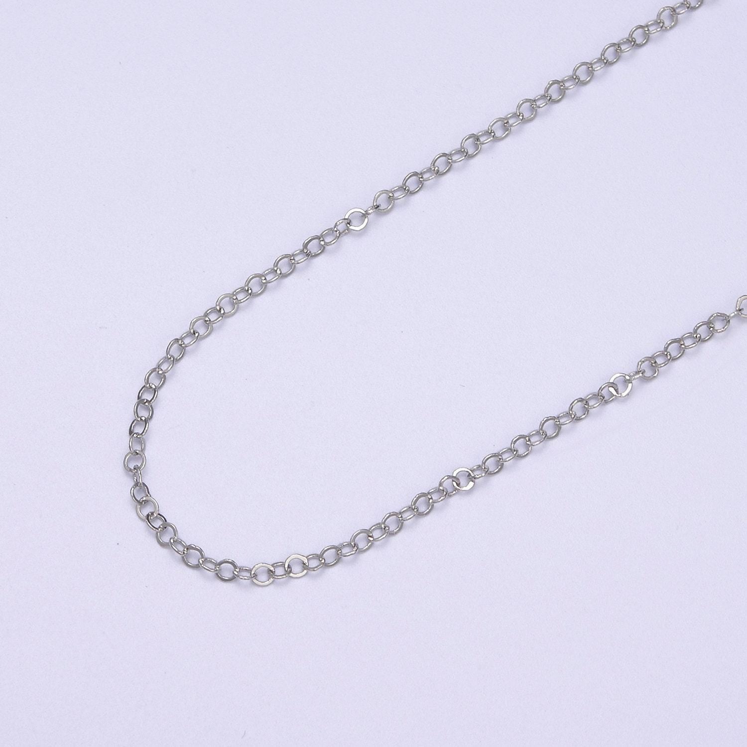 Gold rolo cable chain by yard, oval link chain,wholesale bulk roll chainfor jewelry making, thickness 0.1mm- 619-620
