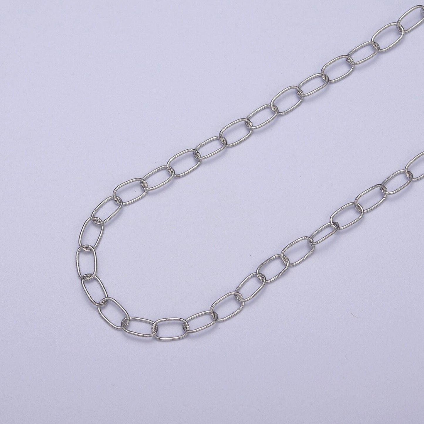 Gold rolo cable paperclip chain by yard, silver rolo elongate chain, wholesale bulk roll chain for jewelry making, roll 617-618