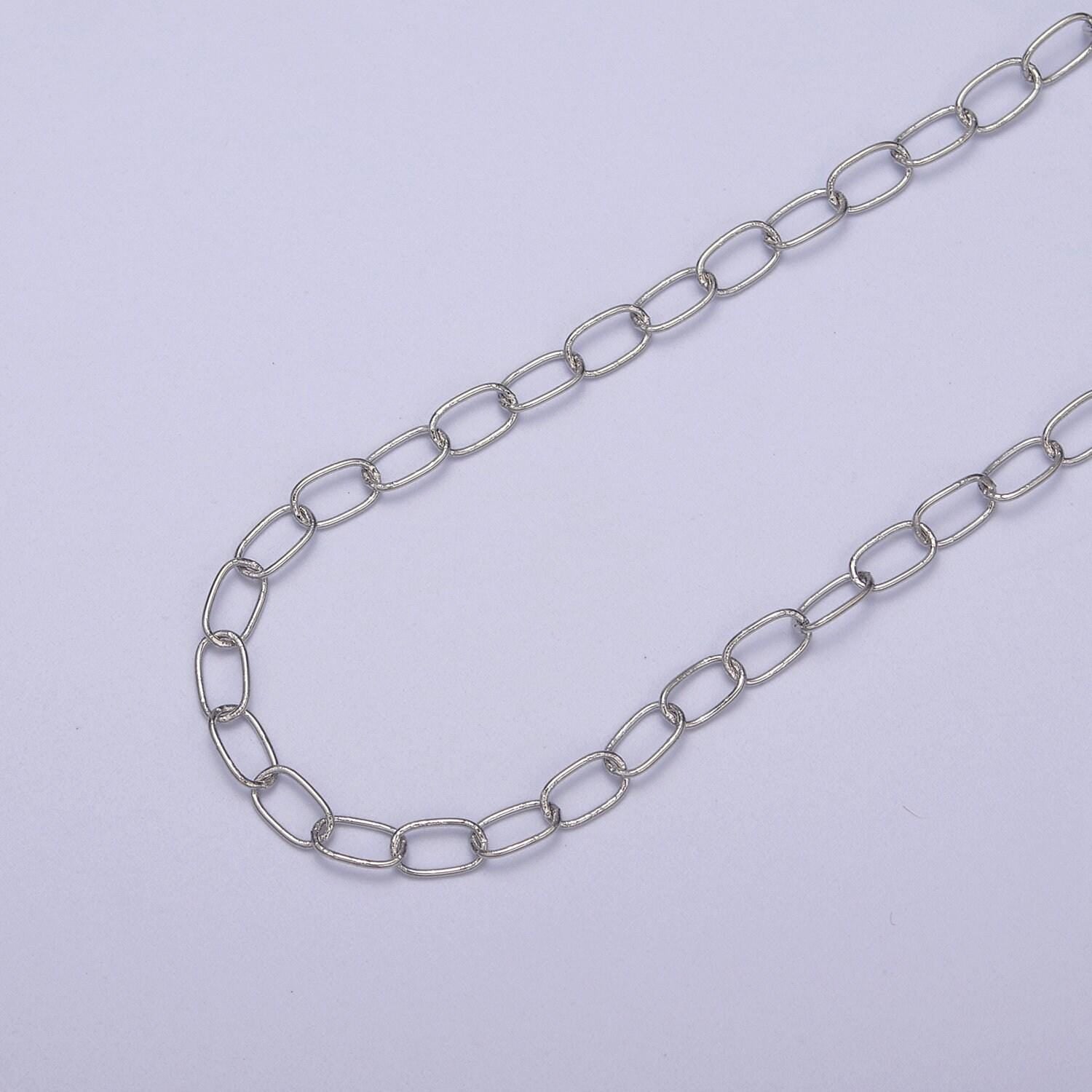 Gold rolo cable paperclip chain by yard, silver rolo elongate chain, wholesale bulk roll chain for jewelry making, roll 617-618