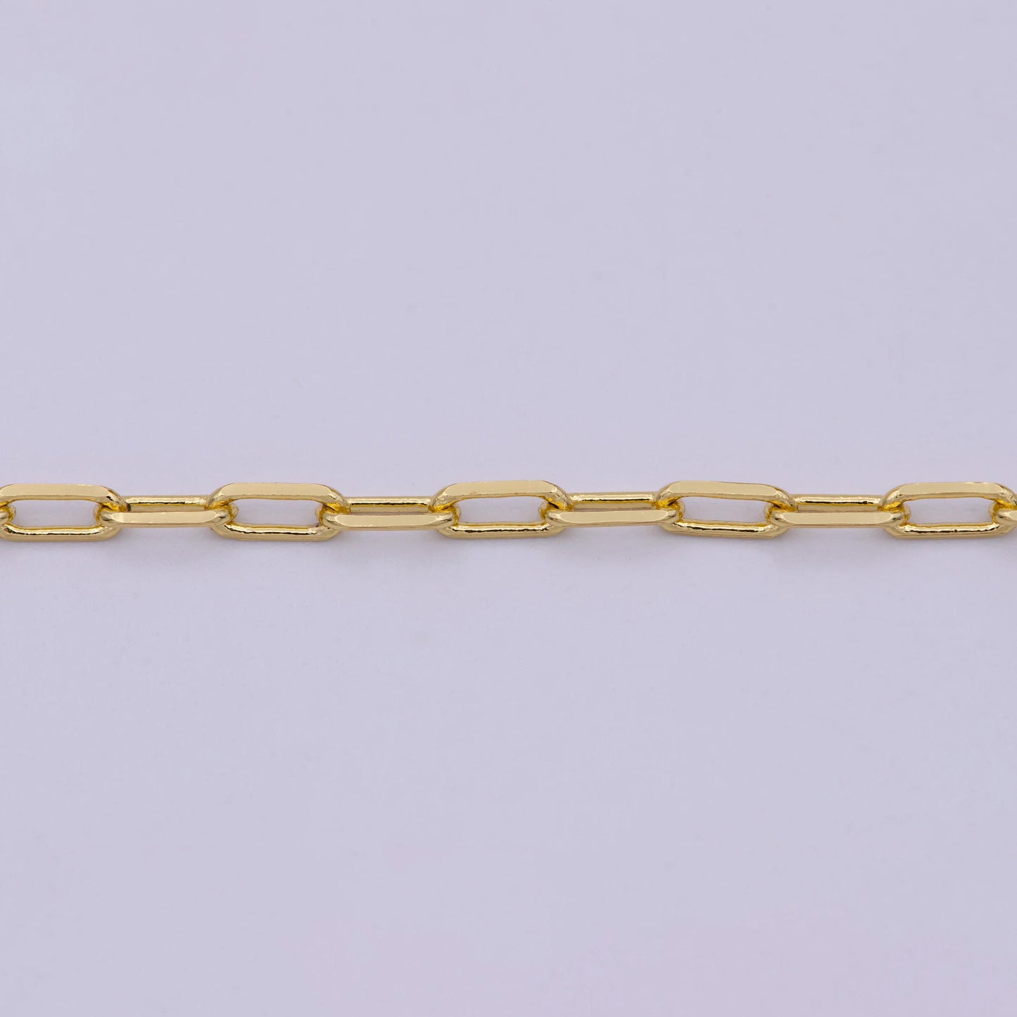 Gold paperclip chain by yard, stadium link chain wholesale bulk roll chain for diy jewelry, 2.5mm width, thickness 0.6mm, 575
