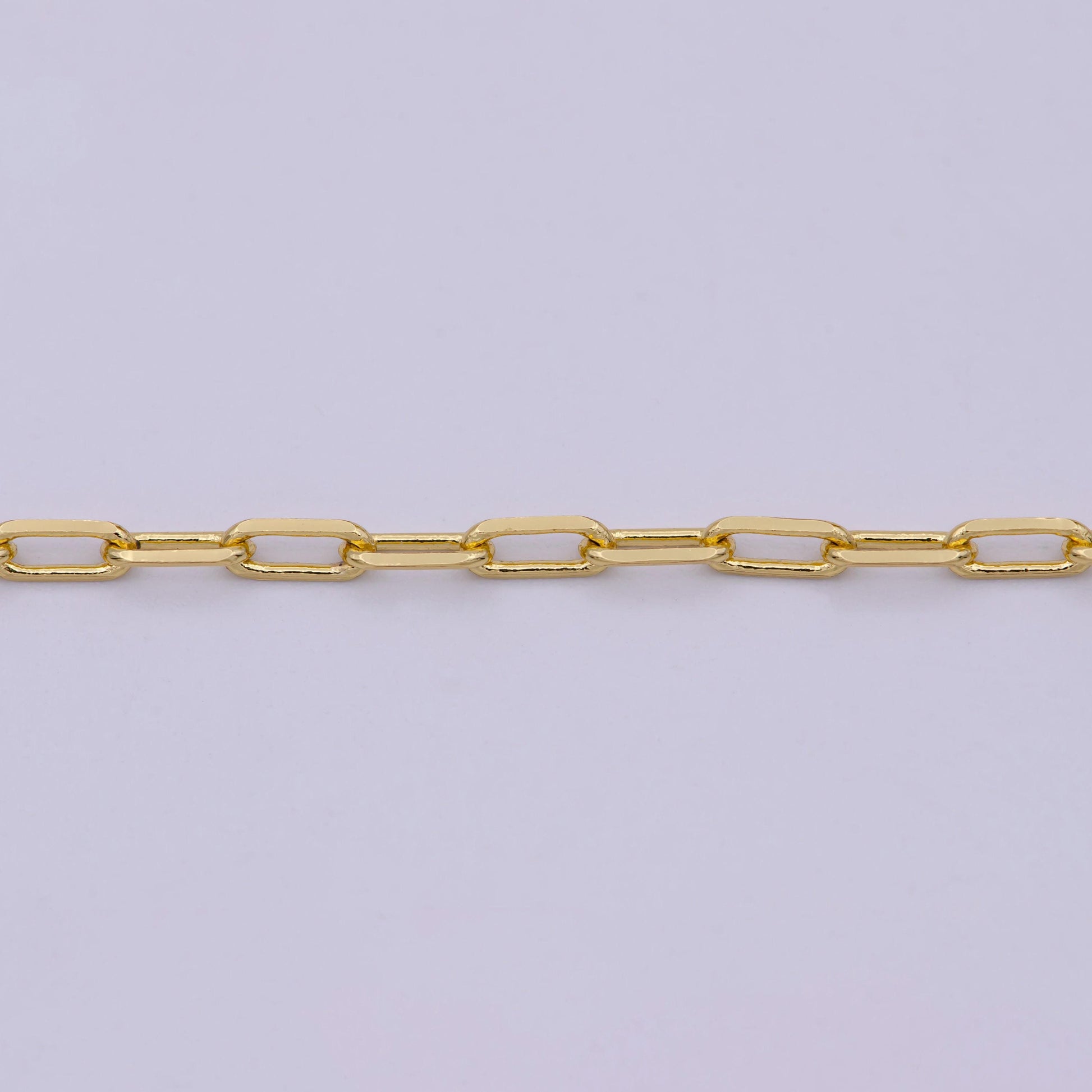 Gold paperclip chain by yard, stadium link chain wholesale bulk roll chain for diy jewelry, 2.5mm width, thickness 0.6mm, 575