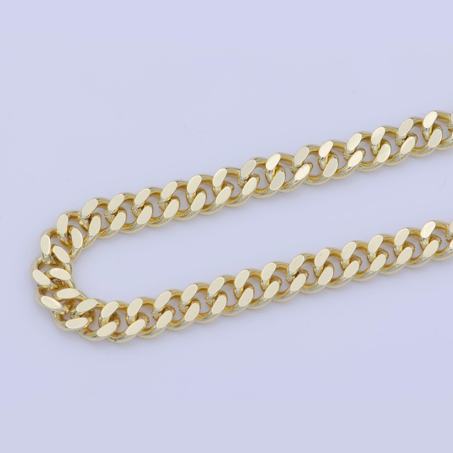 Gold 6mm cuban curb chain by yard, cuban curb chain by foot, wholesale bulk roll chain for jewelry making, thickness 2.4mm, roll-416