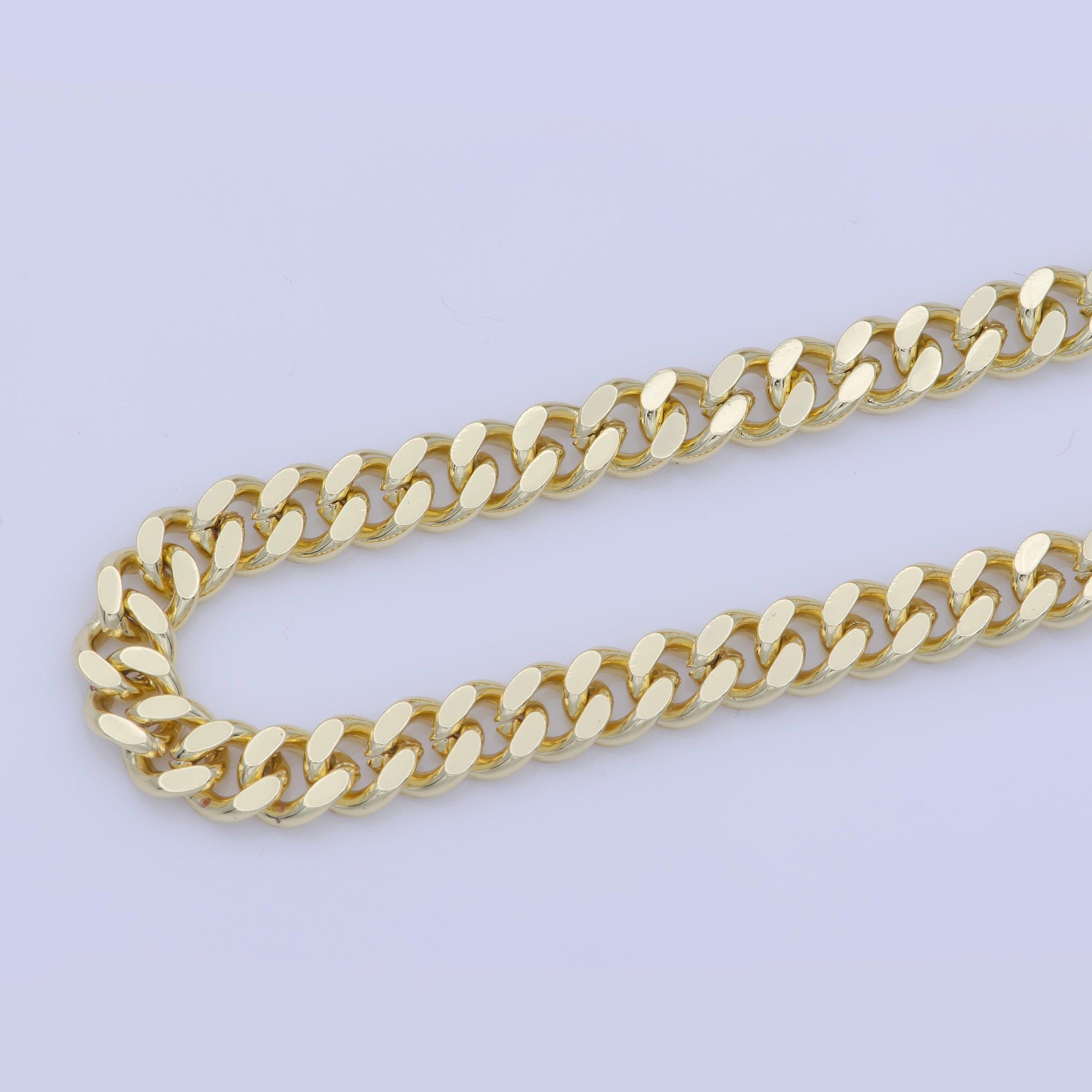 Gold 6mm cuban curb chain by yard, cuban curb chain by foot, wholesale bulk roll chain for jewelry making, thickness 2.4mm, roll-416