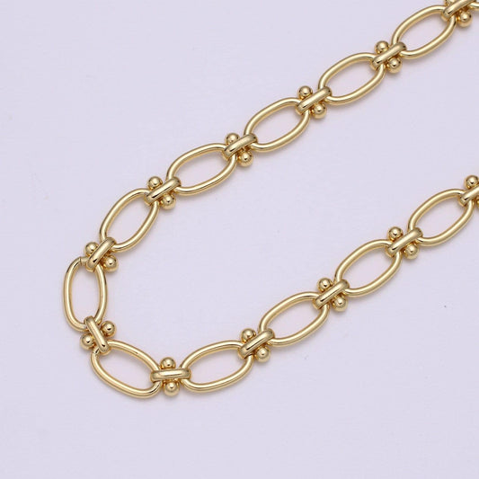 Gold oval rolo and cross chain by yard, figure 8 oval link chain, fancy wholesale bulk roll chain for jewelry making, width 9.4mm,roll-491