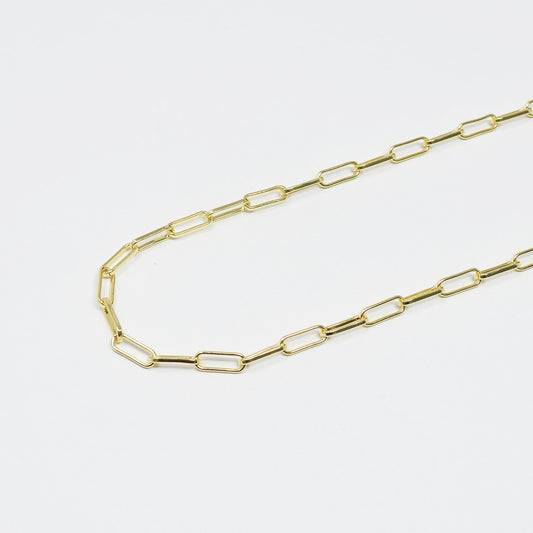 Gold paperclip rolo cable chain by yard, slender paper clip chain, gold cable rolo chain, thicknest 1.1mm, roll-427