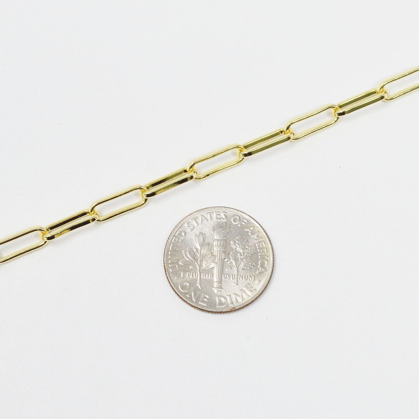 Gold paperclip rolo cable chain by yard, slender paper clip chain, gold cable rolo chain, thicknest 1.1mm, roll-427