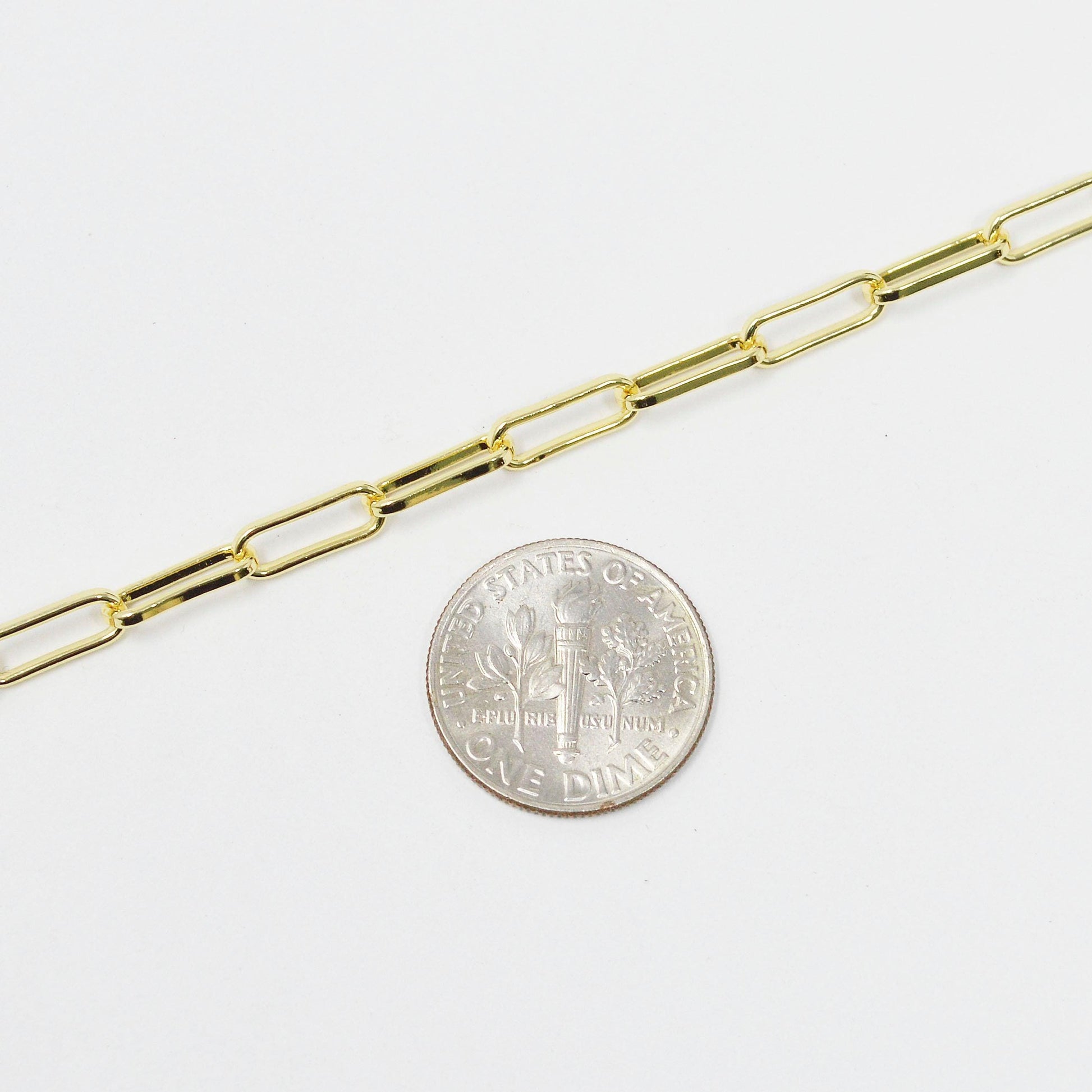 Gold paperclip rolo cable chain by yard, slender paper clip chain, gold cable rolo chain, thicknest 1.1mm, roll-427