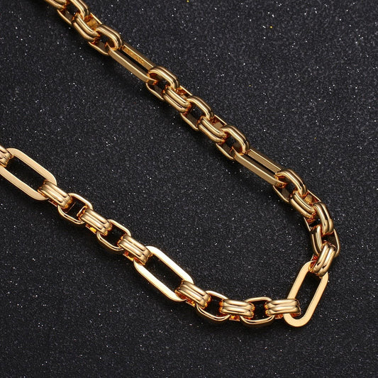 18k gold plated shiny rolo paperclip chain by yard, link square cable elongate chain, wholesale bulk roll chain jewelry making, 422