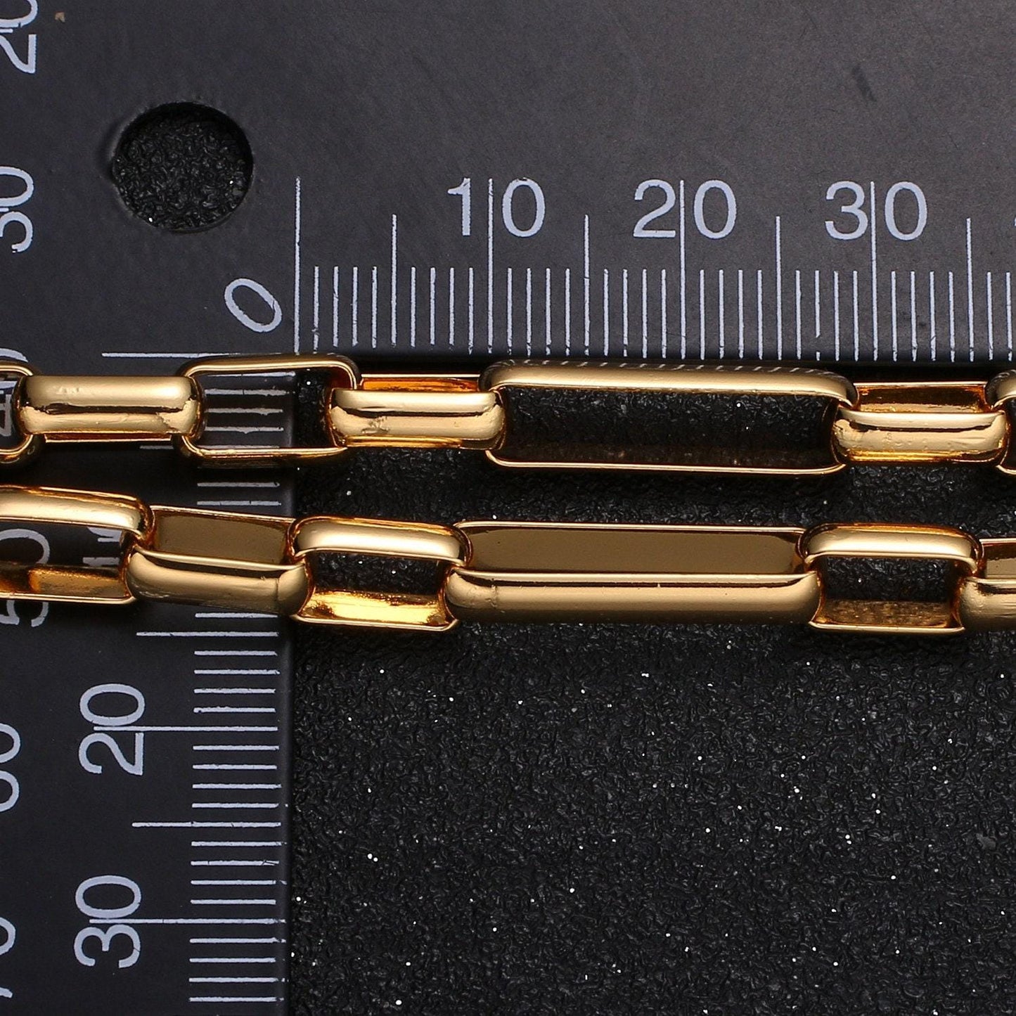 18k gold plated shiny square paperclip chain by yard, link cable rolo elongate chain, wholesale bulk roll chain jewelry making, 421