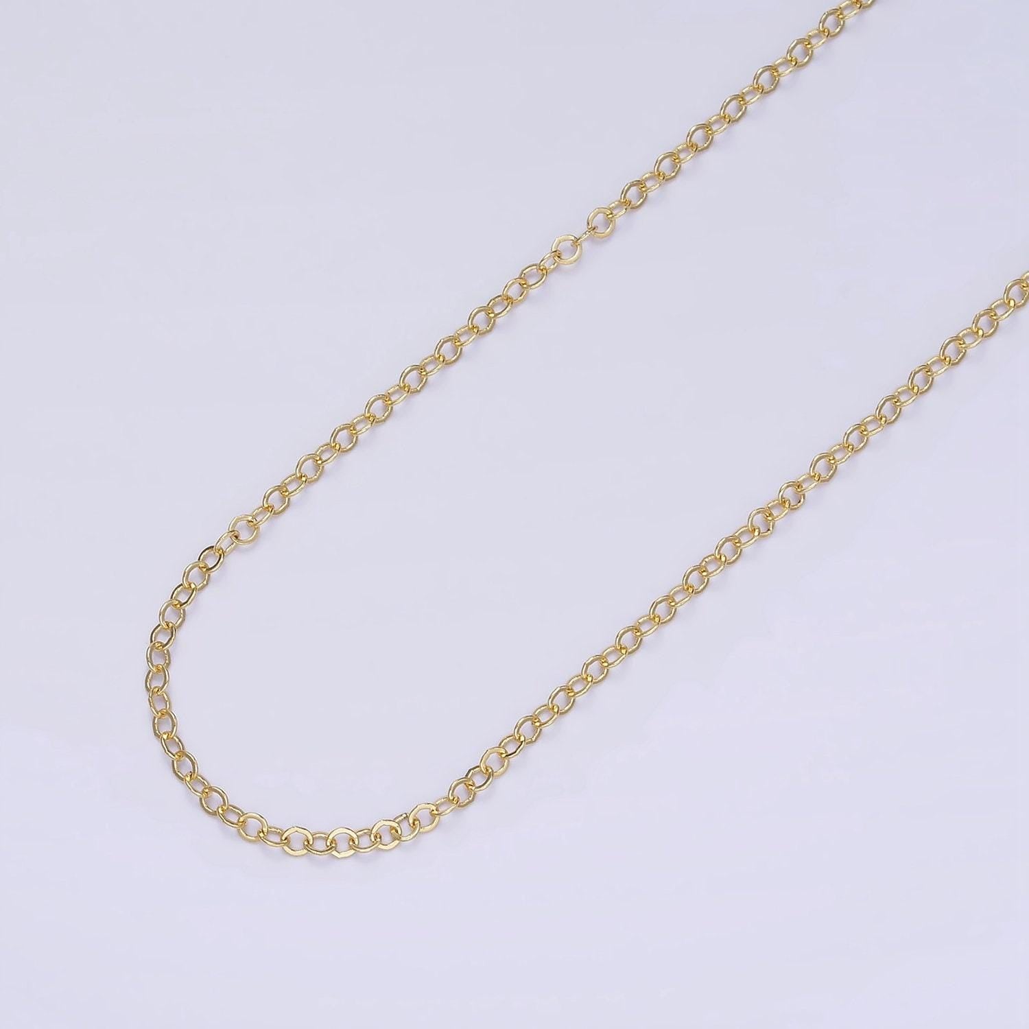 White gold rolo cable chain by yard, silver color oval link chain, wholesale bulk roll chain for diy jewelry ,thickness 0.2mm, 408