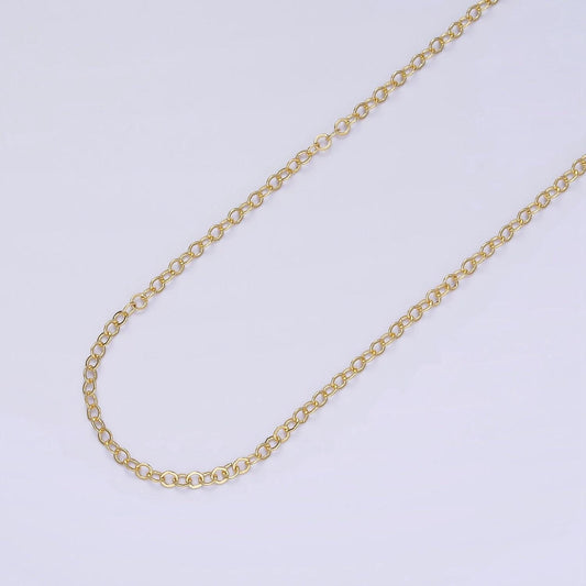 White gold rolo cable chain by yard, silver color oval link chain, wholesale bulk roll chain for diy jewelry ,thickness 0.2mm, 408