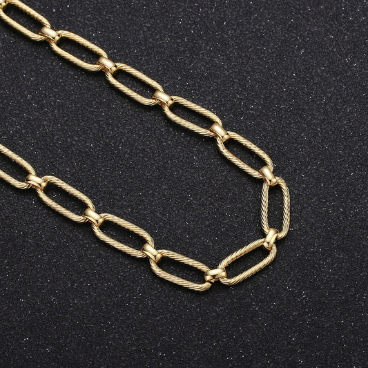 24k gold rolo cable paperclip chain by yard, link cable thick elongate chain, wholesale bulk roll chain jewelry making14.6x6.5mm, 382