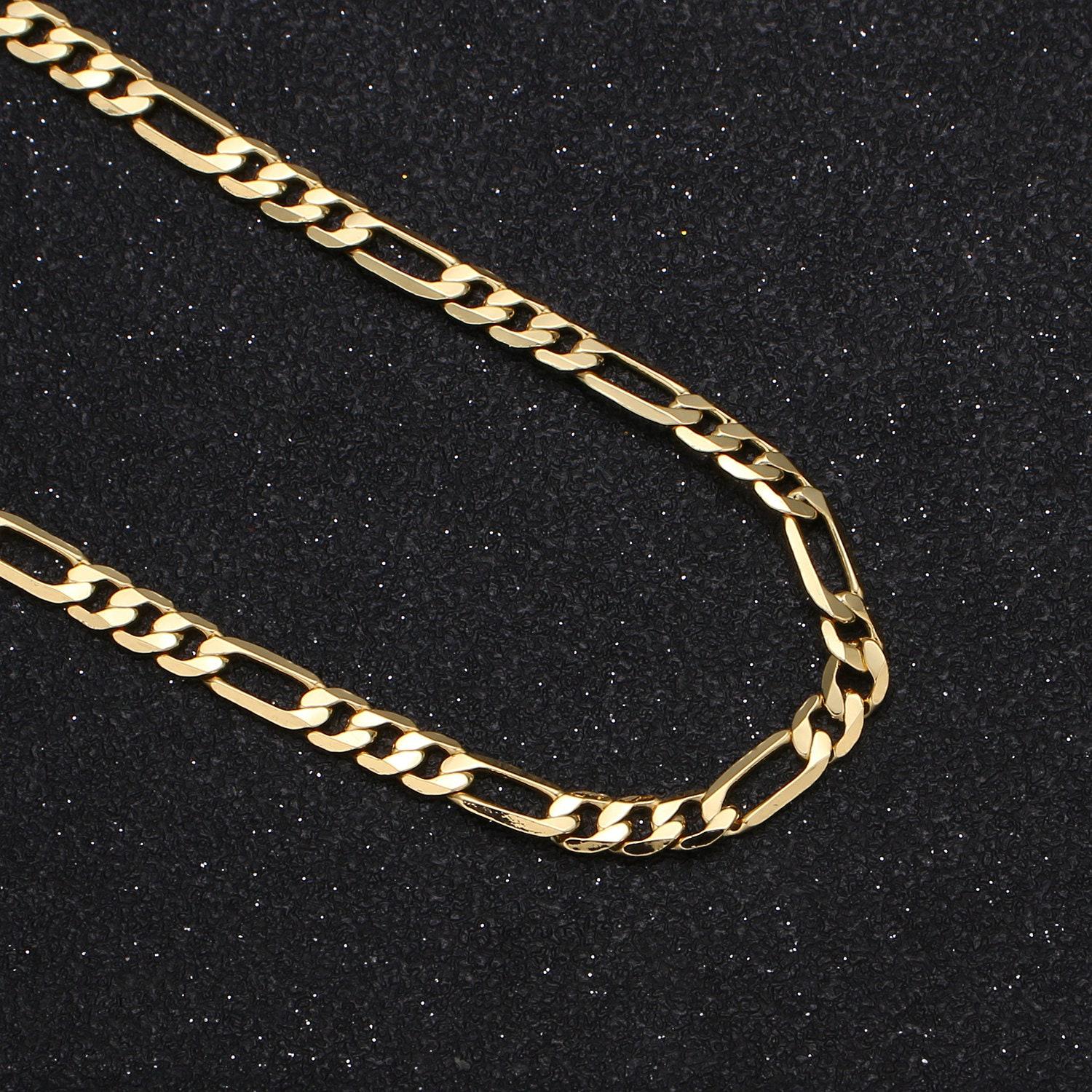 Wide figaro 14k gold chain by yard, link cable link elongate chain, wholesale bulk roll chain diy craft 4.5 mm width, roll-377