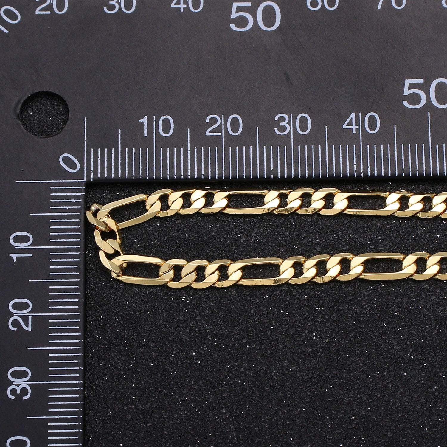 Wide figaro 14k gold chain by yard, link cable link elongate chain, wholesale bulk roll chain diy craft 4.5 mm width, roll-377