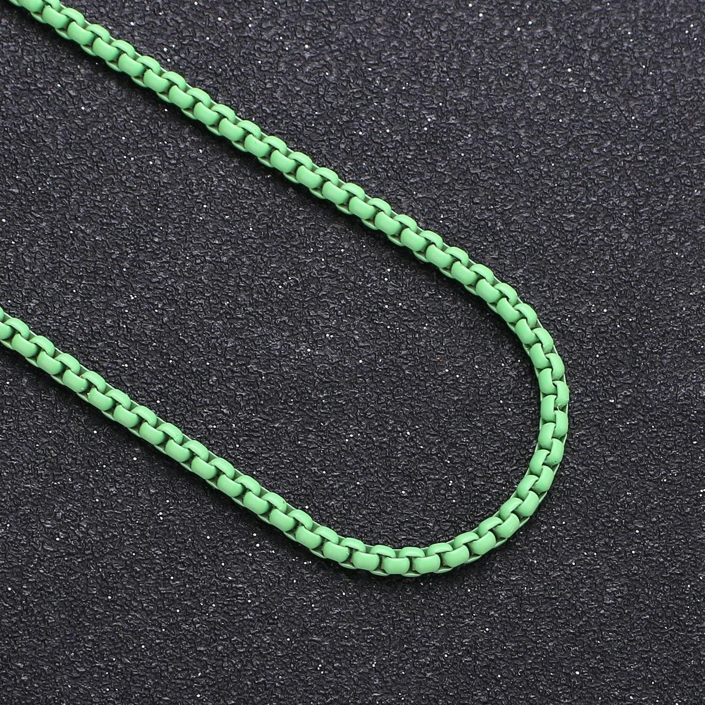 Black, navy blue, lime green color fancy enamel link rolo cable chain by yard, square link chain by yard, width 2.6mm,roll-338,339,340