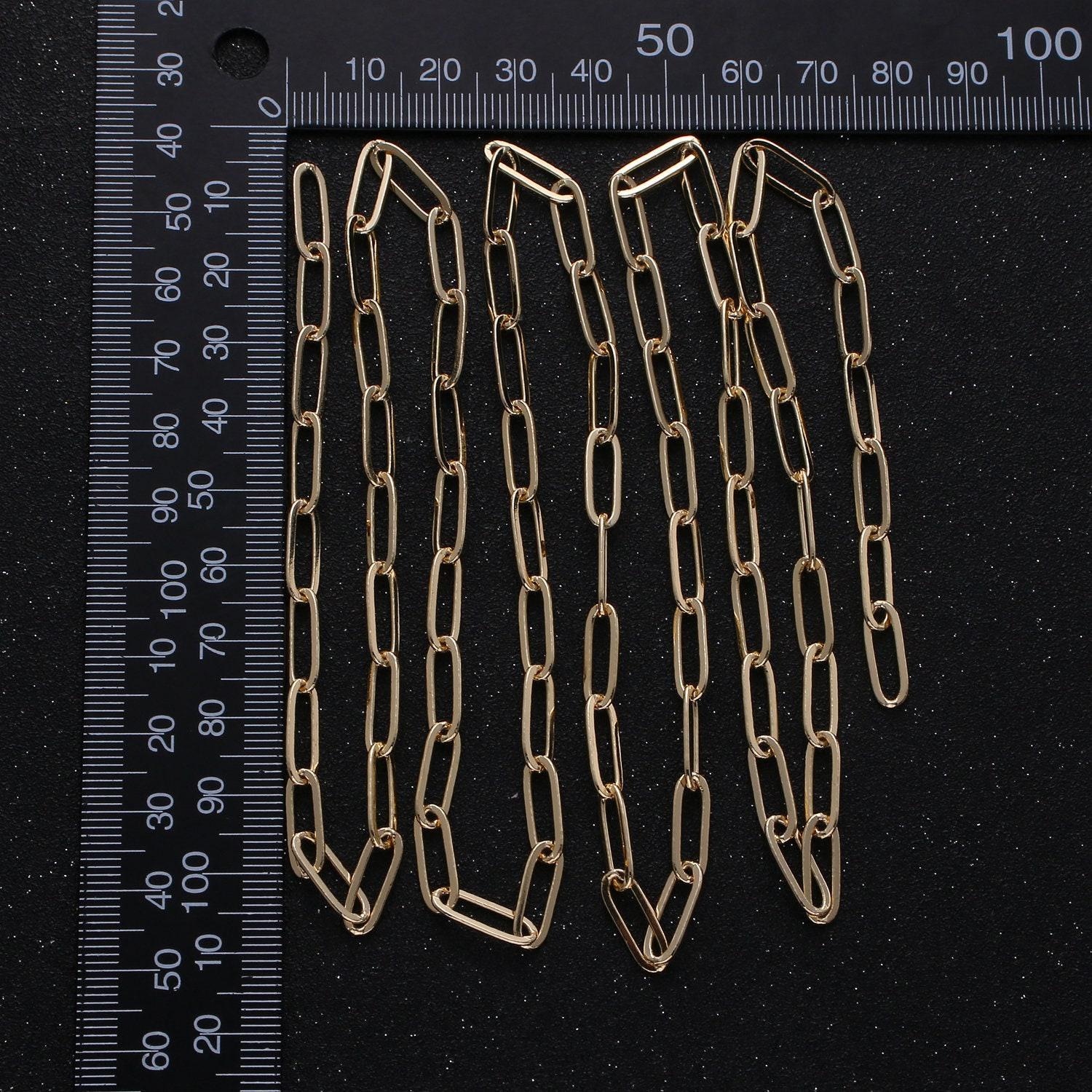 18k gold paperclip rolo cable chain by yard, cable rolo chain by foot, thicknest 0.7mm,roll-313