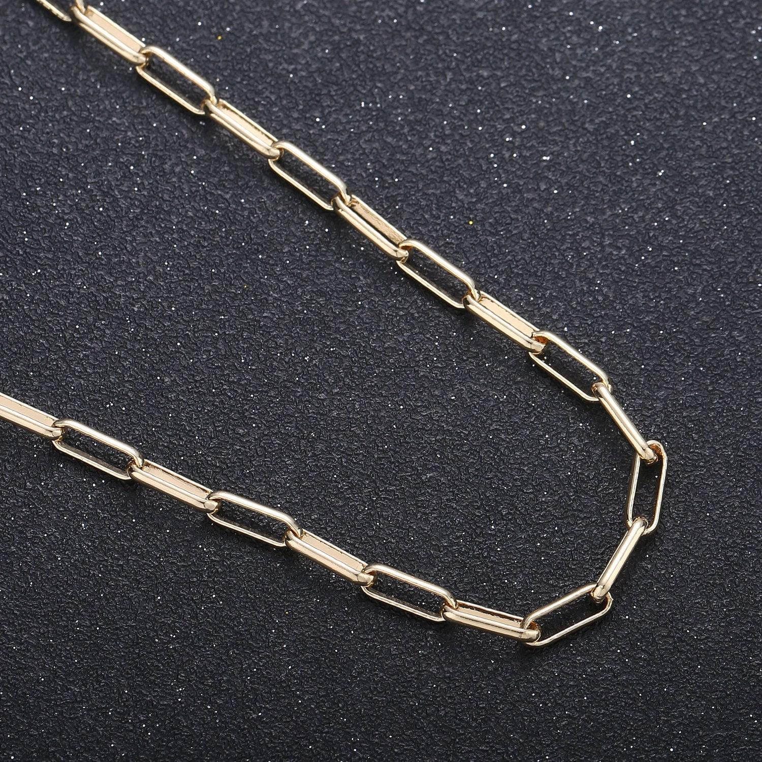 16k gold paperclip rolo cable chain by yard, cable rolo chain by foot, thicknest 1.2mm,roll-308