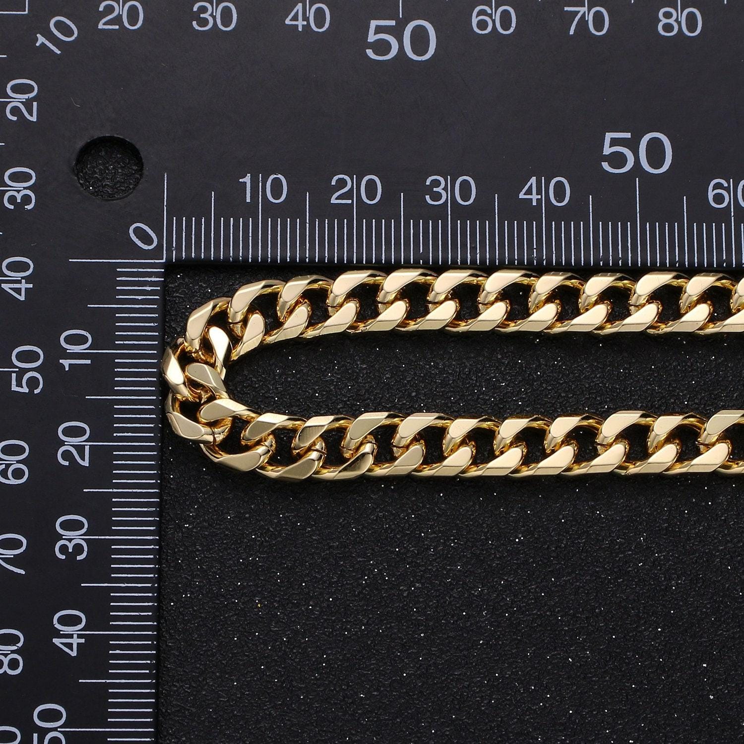 24k gold filled 6.8mm cuban curb chain by yard, cuban curb chain, wholesale bulk roll chain for diy craft, thickness 2.5mm,roll-305