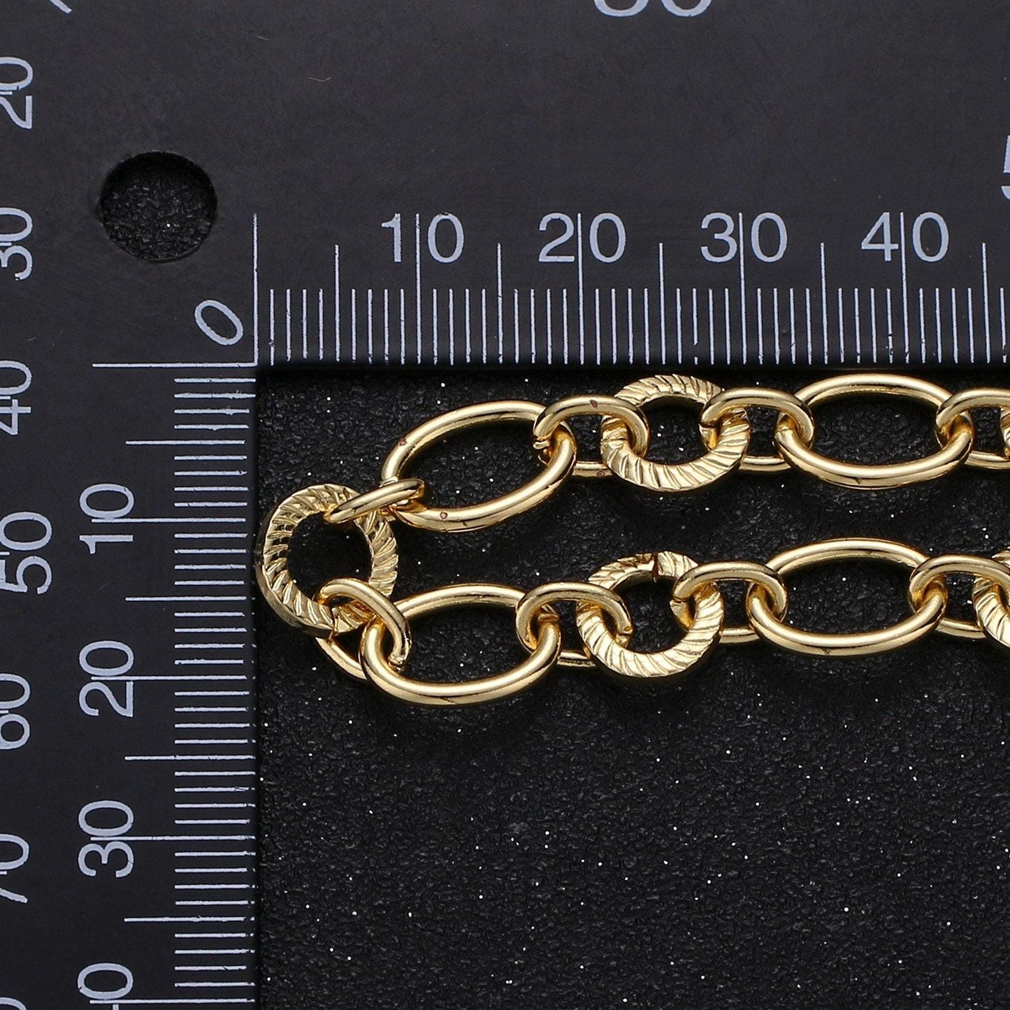 Gold friendship rollo chain by yard, gold fancy chain by foot, wholesale bulk roll chain for jewelry making, width 9mm, roll-301
