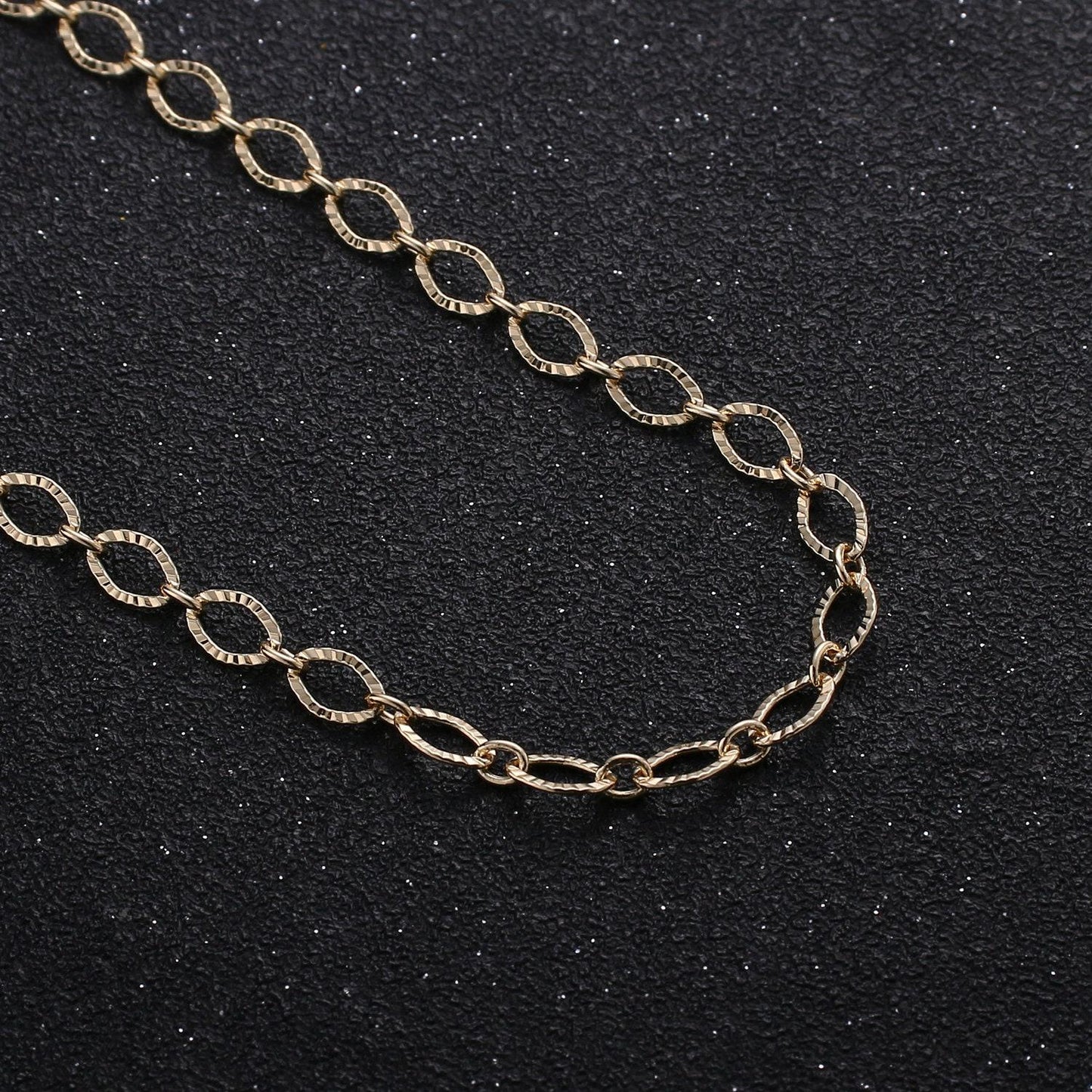 16k gold oval rolo chain by yard, oval link chain, wholesale bulk roll chain for jewelry making, width 4.2mm,roll-262