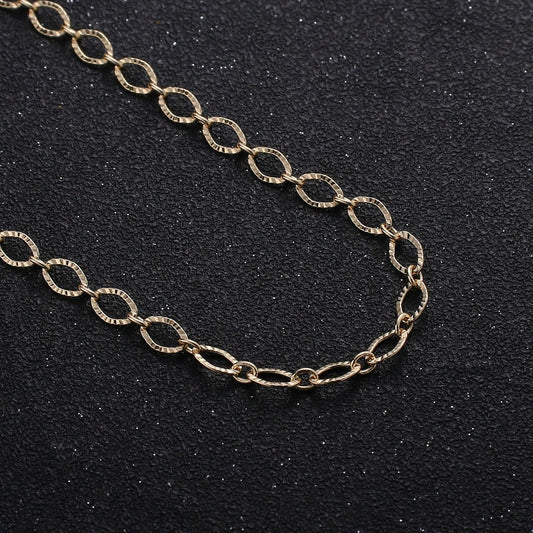 16k gold oval rolo chain by yard, oval link chain, wholesale bulk roll chain for jewelry making, width 4.2mm,roll-262