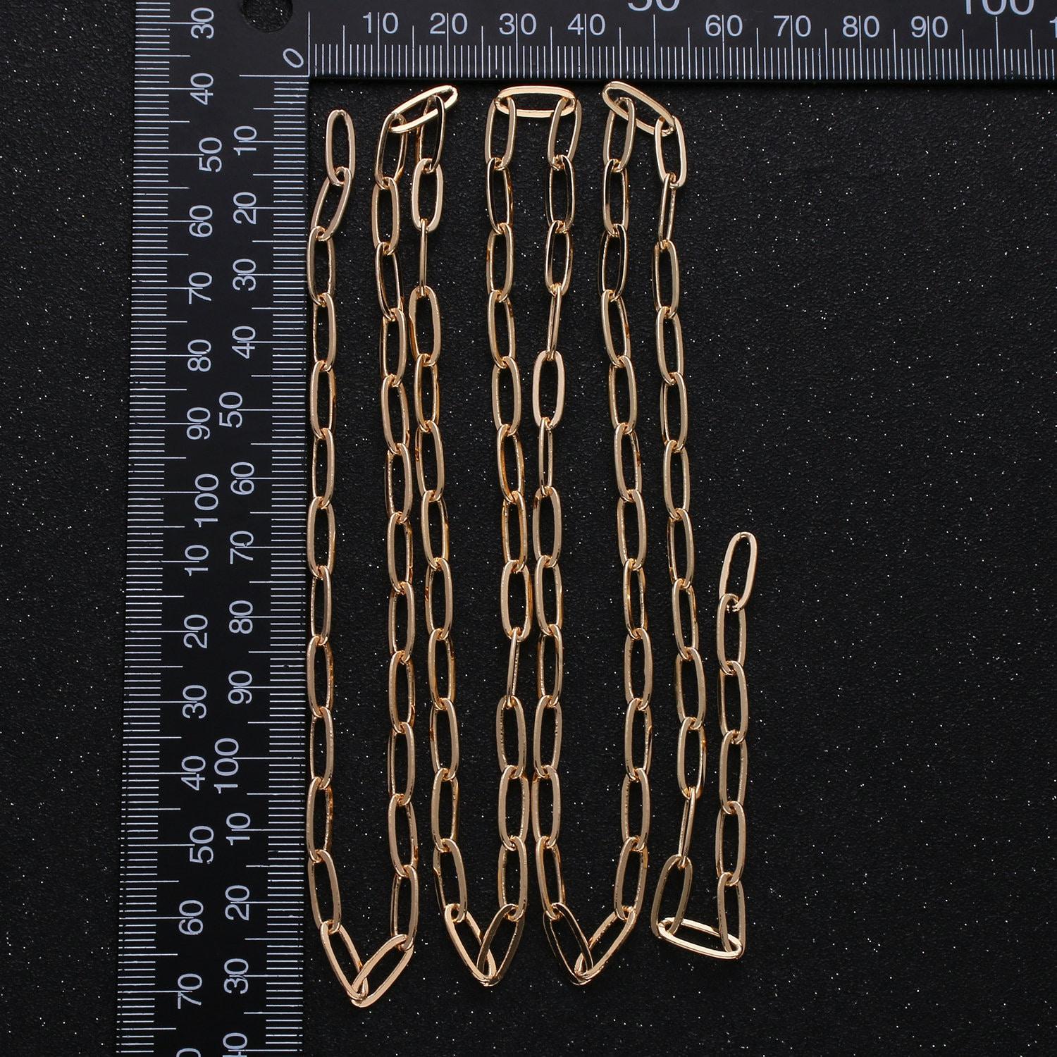Gold paperclip rolo cable chain by yard, oval gold cable rolo chain by foot, thicknest 1 mm, roll-256
