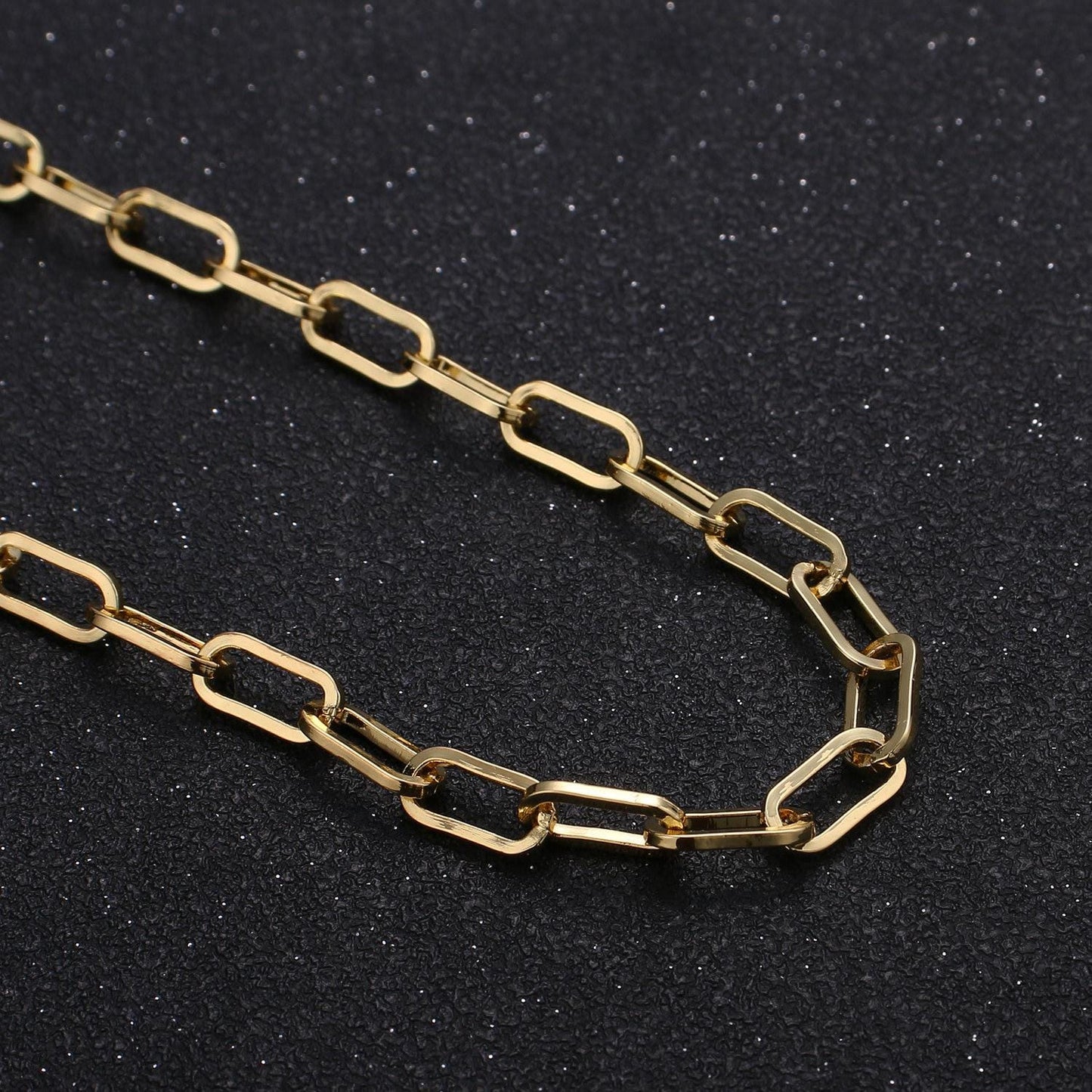 24k gold paper clip chain by yard, gold elongated chain, wholesale bulk roll chain jewelry making for layer bracelet necklace,241